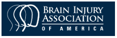 Logo of the Brain Injury Association of America featuring stylized brain graphic and text