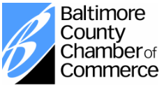 Baltimore County Chamber of Commerce logo with stylized blue 'B' symbol.