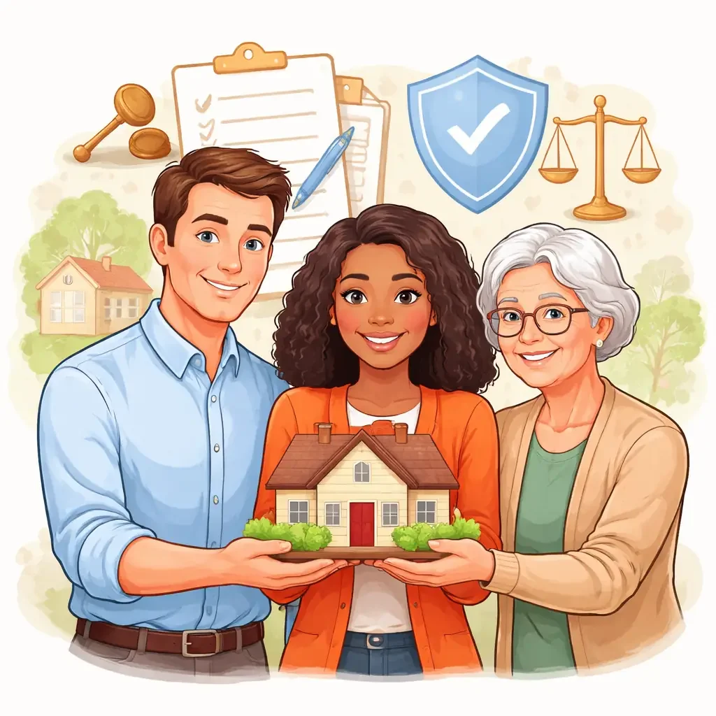 Illustration showing joint tenancy in estate planning where co-owners share property with right of survivorship.