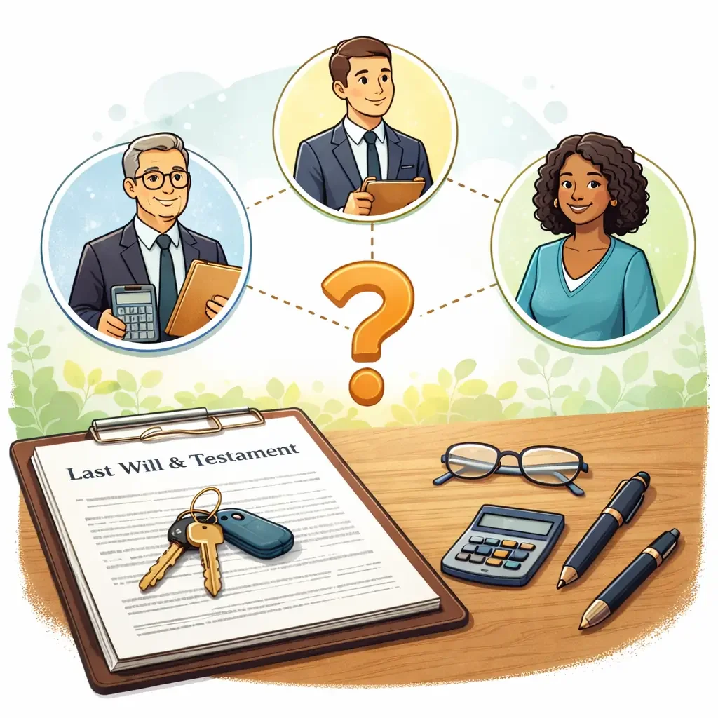 Illustration of choosing the best executor for a will with multiple trusted options