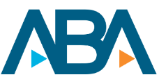 Logo of the American Bar Association (ABA) with blue and orange triangles.