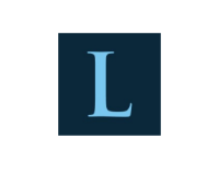 A dark background with a large, blue letter 'L' in the center.