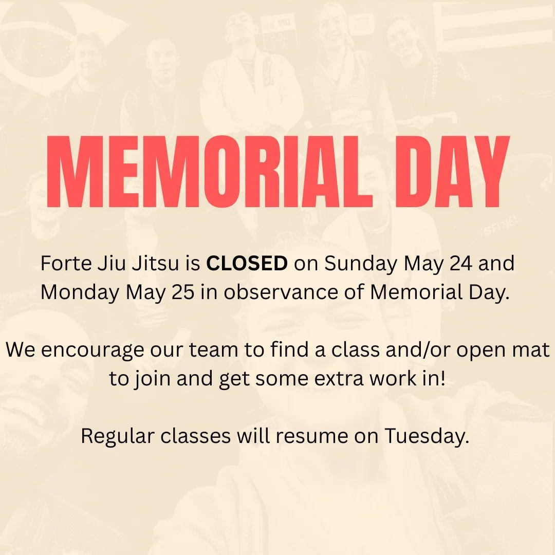 As a reminder, we're closed on Sunday and Monday. Regular classes resume on Tuesday!