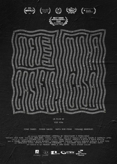 Poster featuring a labyrinth design with awards and film festival recognitions at the top, and film credits at the bottom, for the movie 'The Maze.'