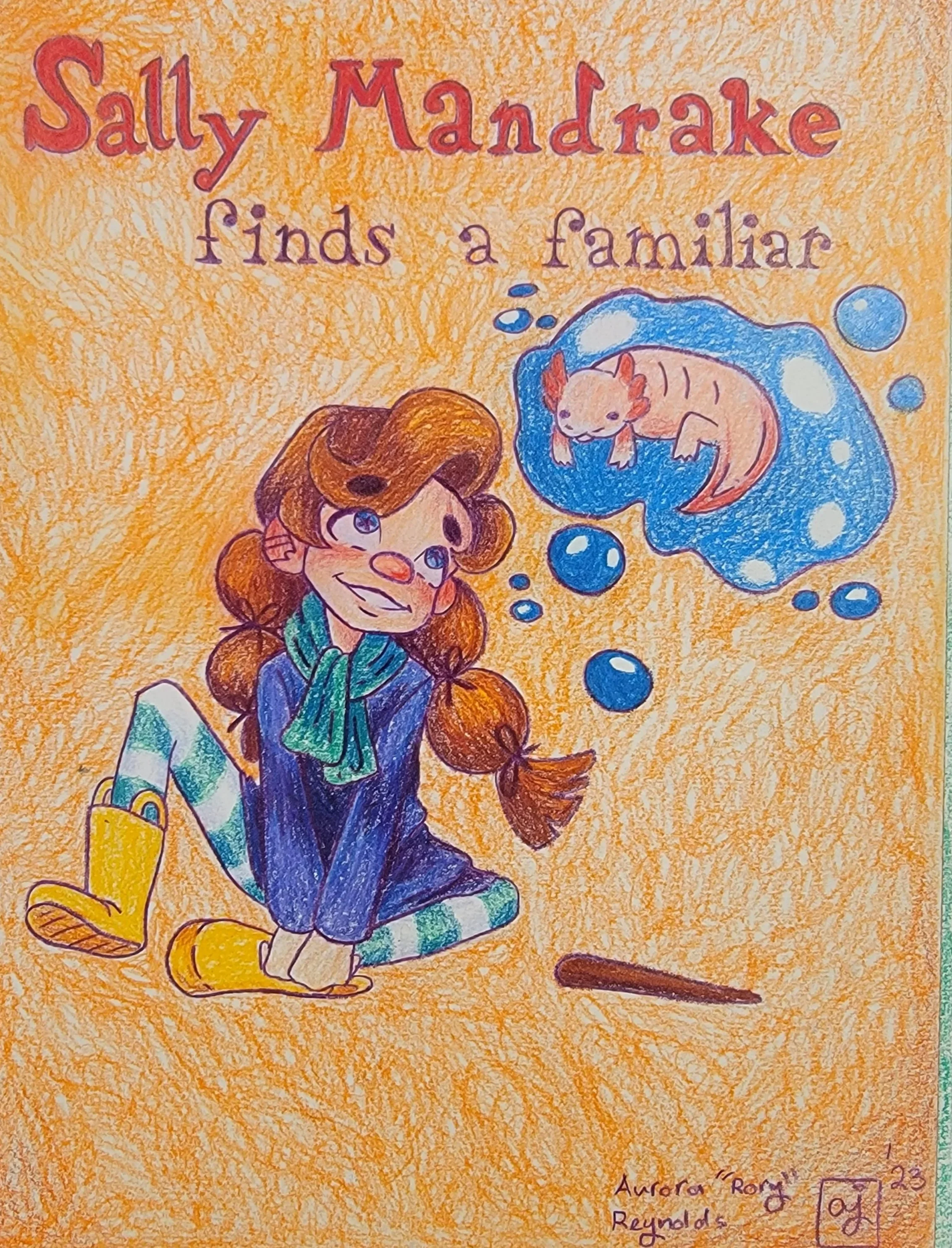 Sally Mandrake, Book Cover, Colored Pencil, 2023