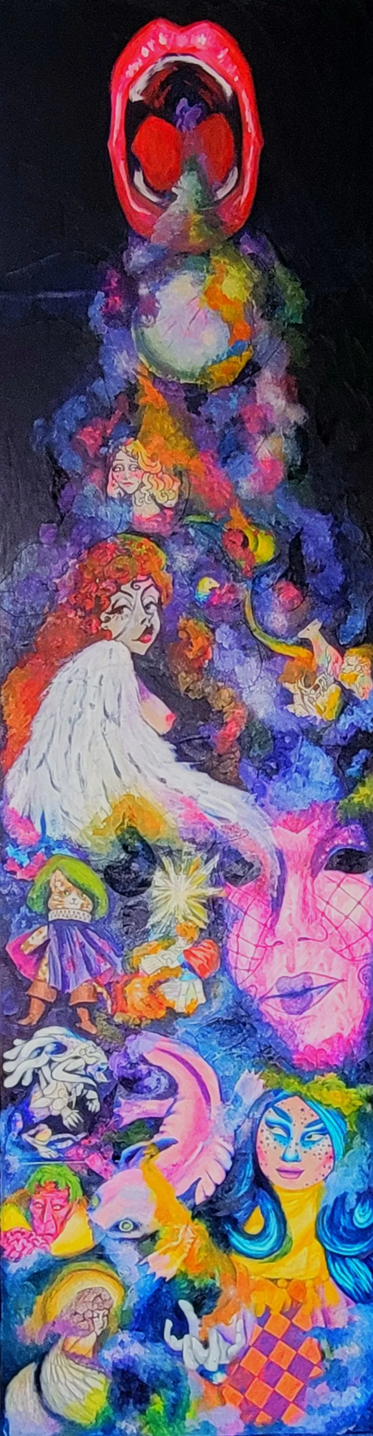 Uneat, Unearth, Collaged paintings and drawings, acrylic, oil and glitter on canvas, 2026