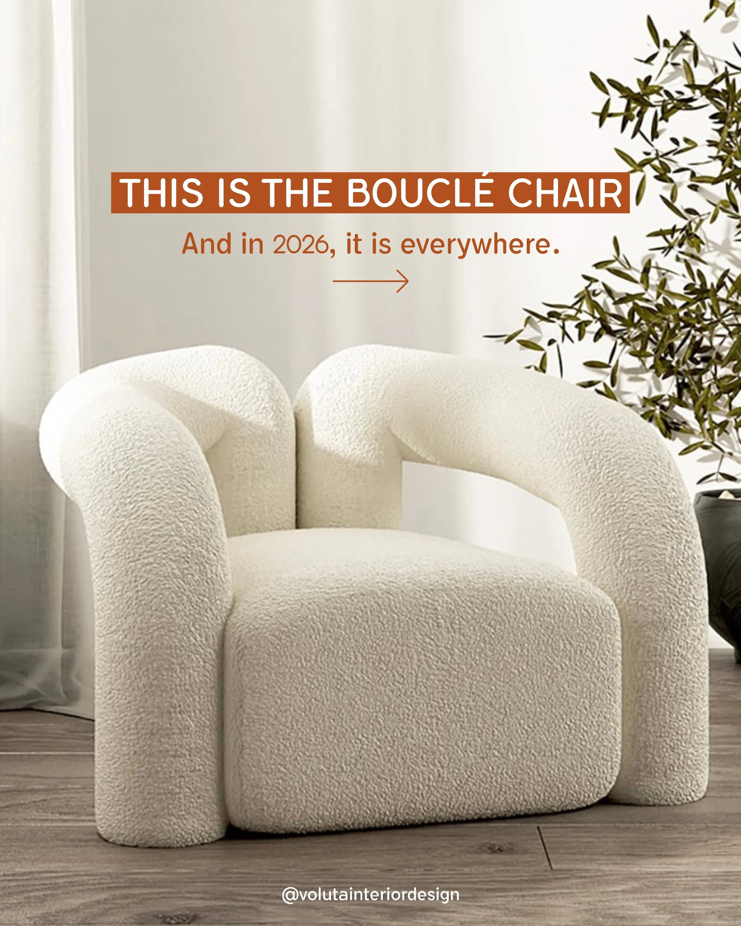 Remember this name in 2026: Boucl&eacute; Chairs ✨
They are already becoming a major trend in 2026, and there&rsquo;s a reason why 👇🏻

The boucl&eacute; chair disappeared for almost two decades, replaced by cold, minimalist furniture. But now, it&r