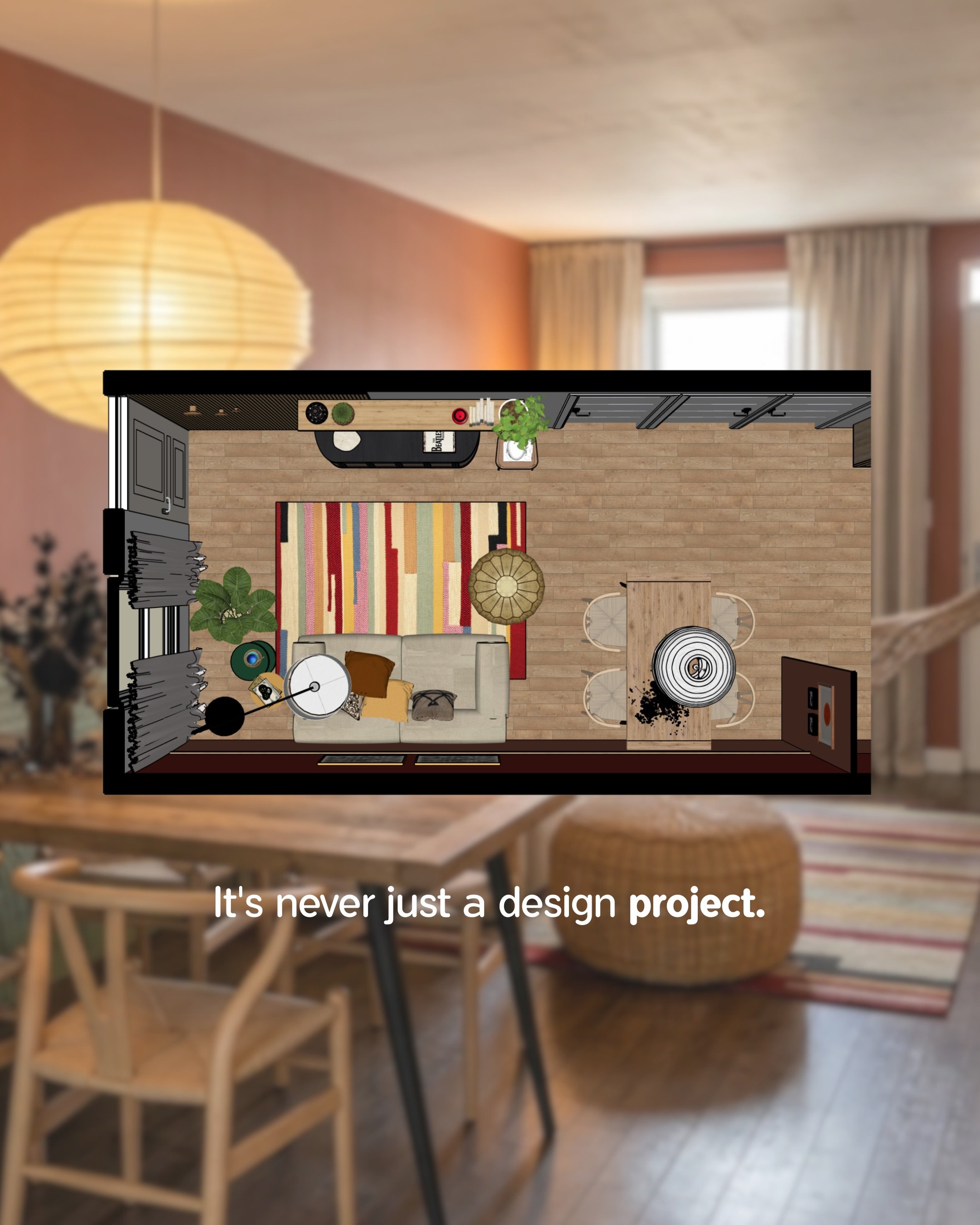 Seeing a design leap from initial sketches into a real, living home always brings a quiet moment of joy 🧡

Beyond the technical floor plans and material choices, this project was deeply about atmosphere. We brought together warm terracotta walls, ra