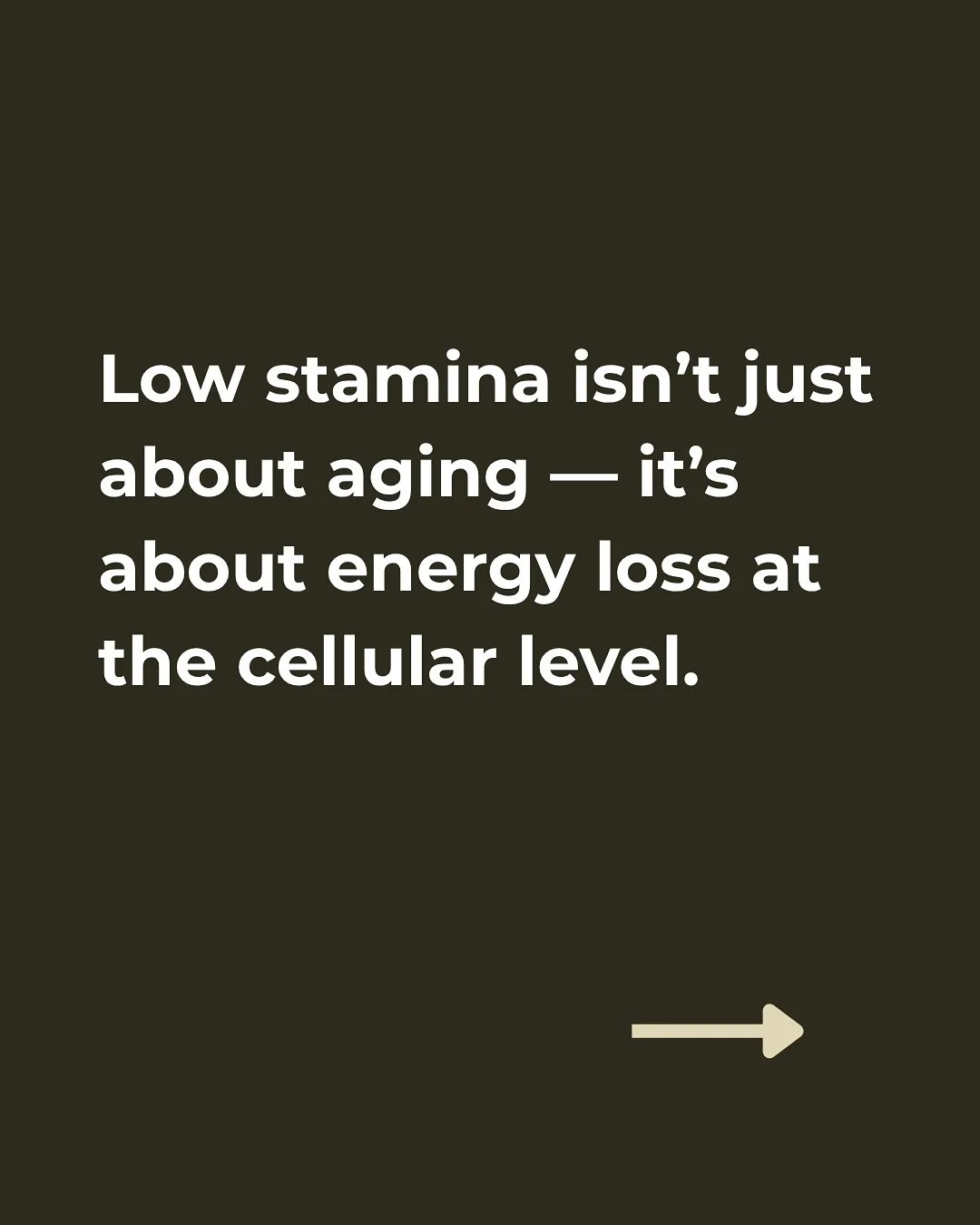 Low stamina isn&rsquo;t a sign of aging &mdash; it&rsquo;s a sign your cells are running out of fuel.

True endurance begins at the cellular level, where your mitochondria produce ATP &mdash; the molecule that powers every movement, heartbeat, and br