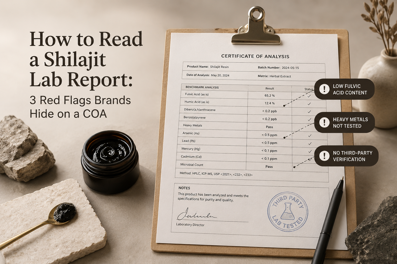 How to Read a Shilajit Lab Report: 3 Red Flags Brands Hide on a COA