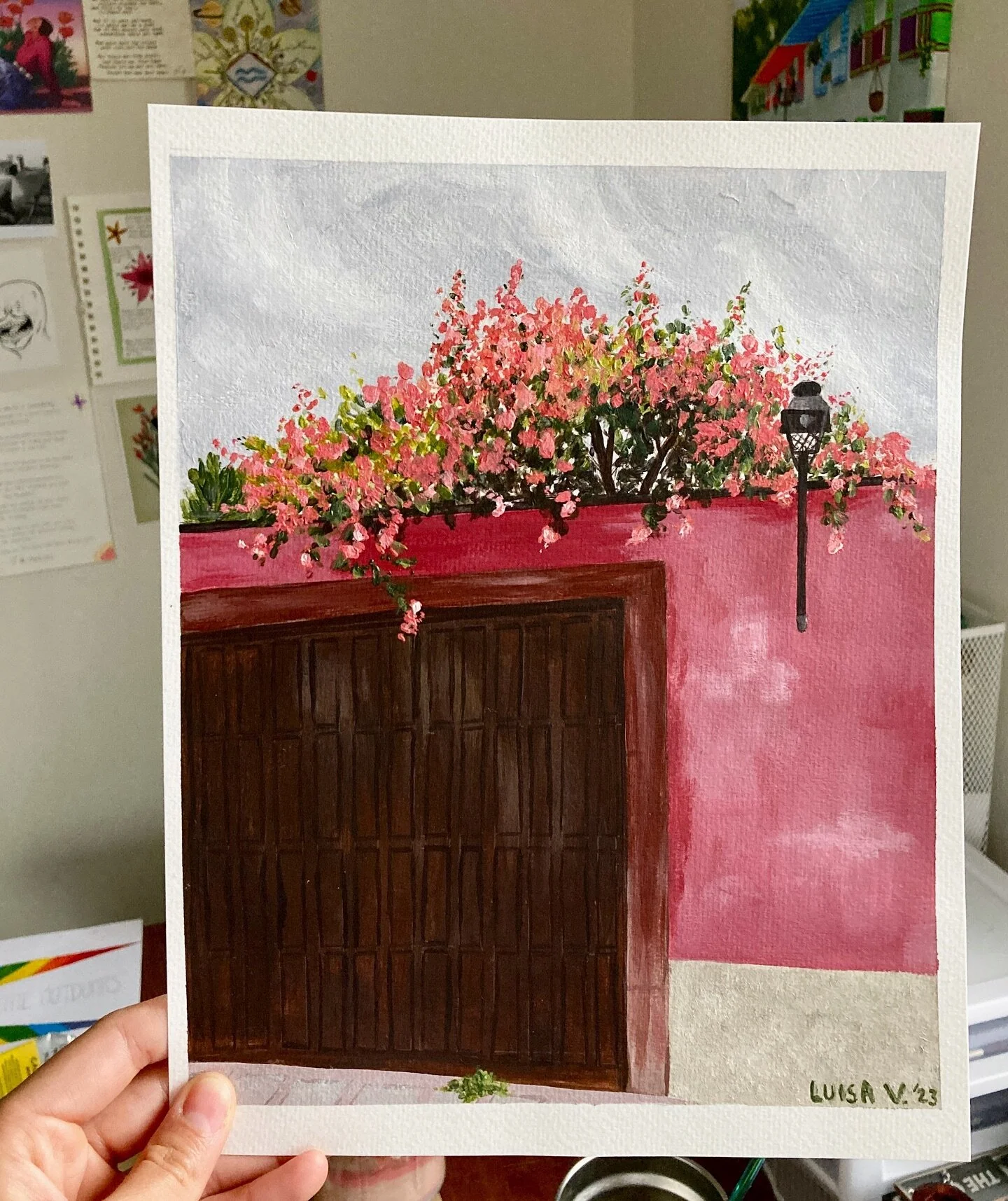 una puerta en san miguel de allende, m&eacute;xico 🌸

one of the many doors i saw in mexico last year and a gift for a special amiga. my colorful door obsession continues! 

acrylic on watercolor paper 8 x 10 / acr&iacute;lico en papel