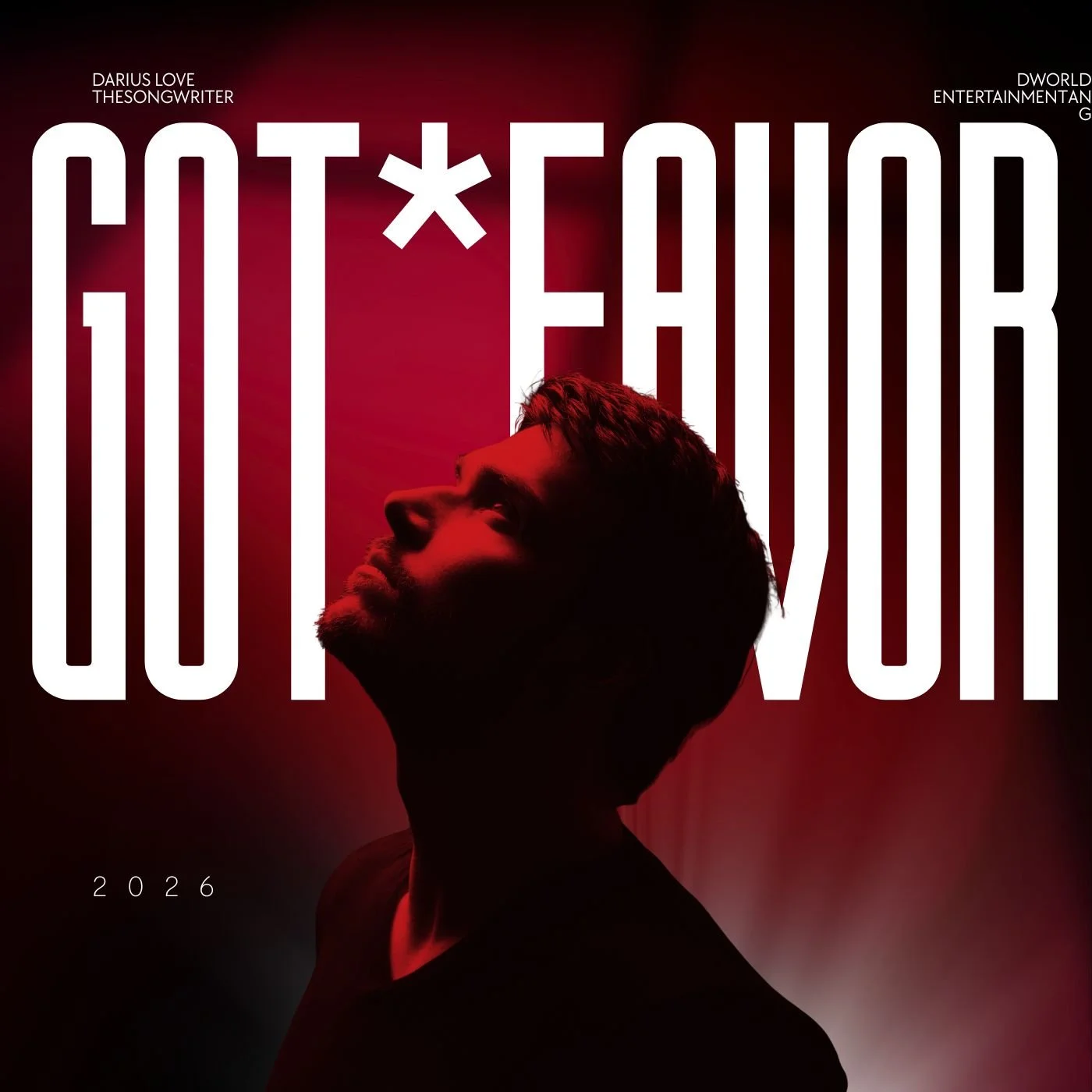 Promotional poster for a 2026 movie titled 'GOT*FAMOR', featuring a silhouette of a man with a serious expression against a red and dark background, with large white text and smaller text indicating the creator's name and release year.