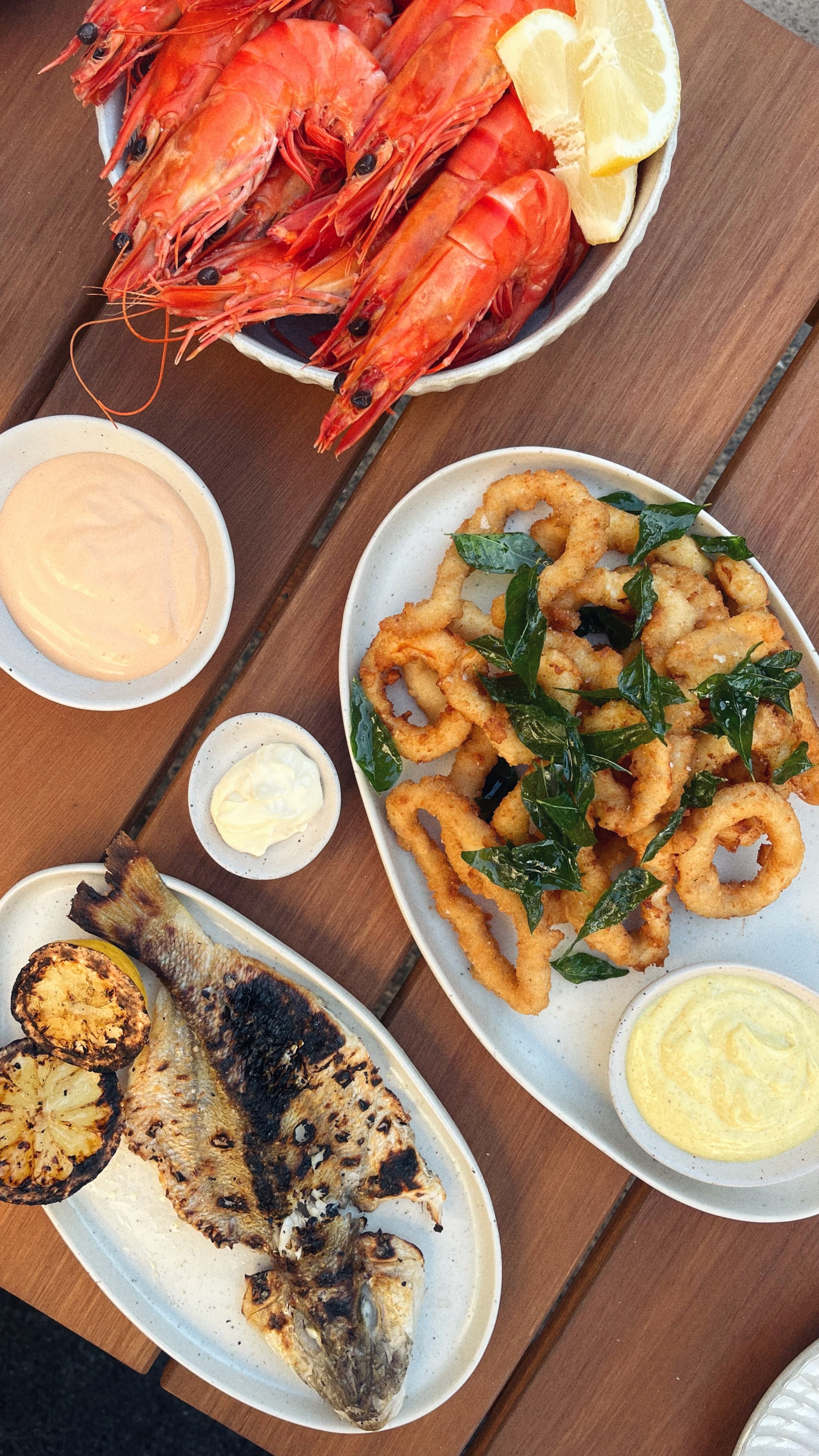 Hibachi Whiting, Calamari, Curry Leaf.
