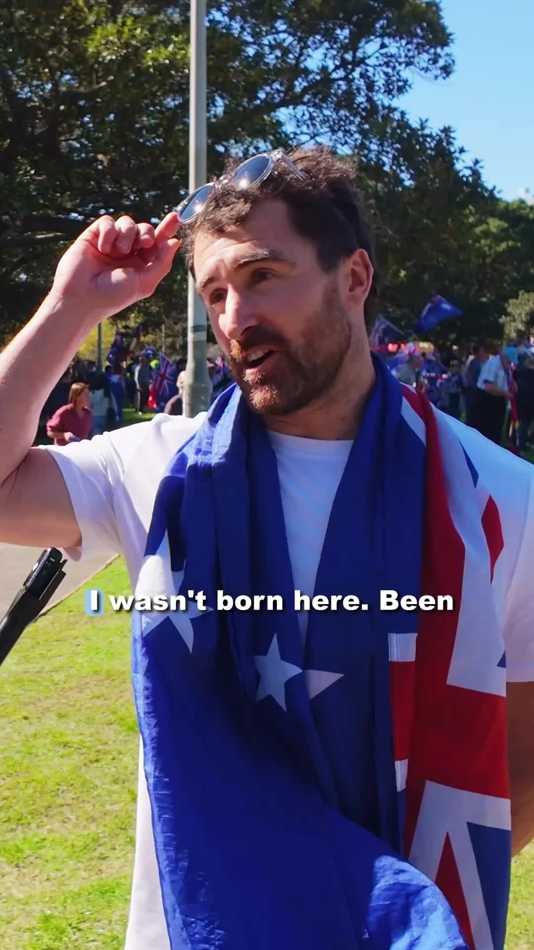 A participating migrant from the United Kingdom supporting his fellow Aussies on August 31st