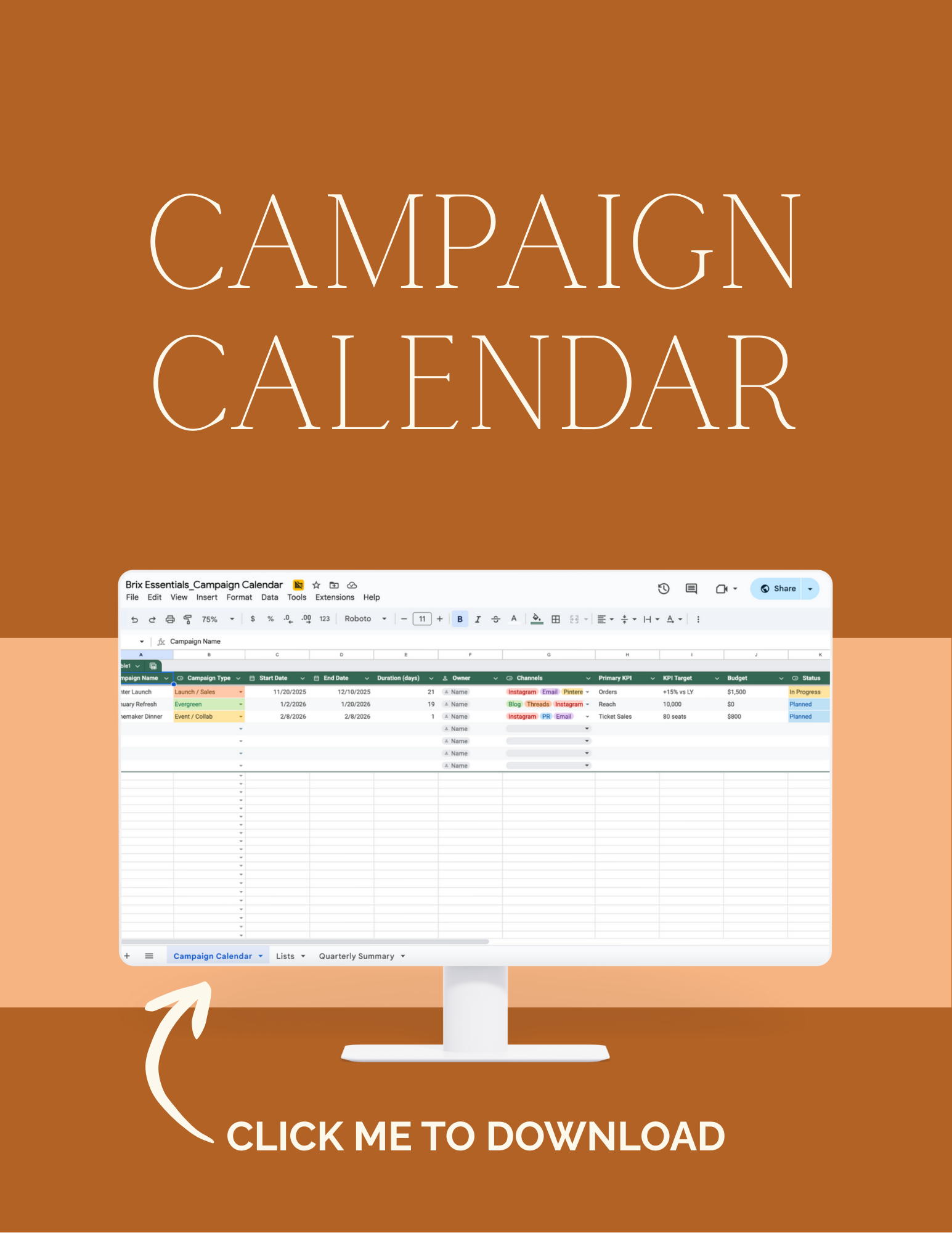 Campaign Calendar Template | Marketing Campaign Planner | Launch ...