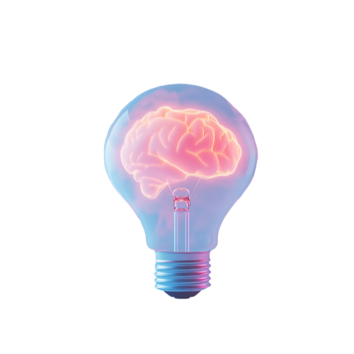 Light bulb with a brain inside, representing ideas and intelligence.