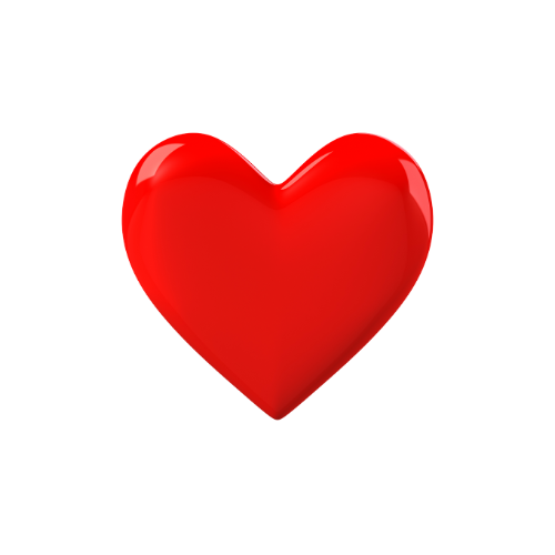 A shiny red heart with a 3D appearance on a black background.
