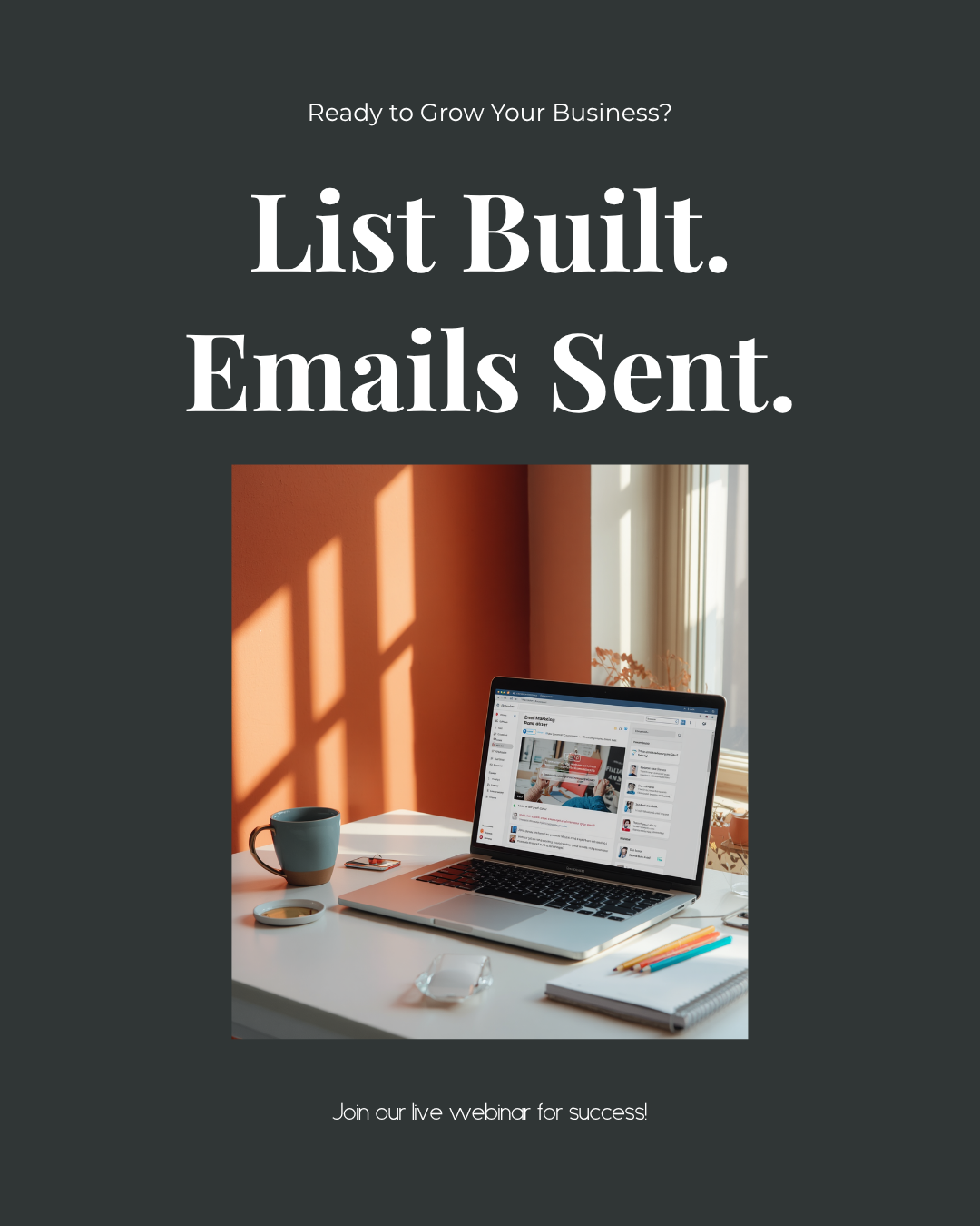 LIST BUILT. EMAILS SENT. Live Webinar — May 7, 2026