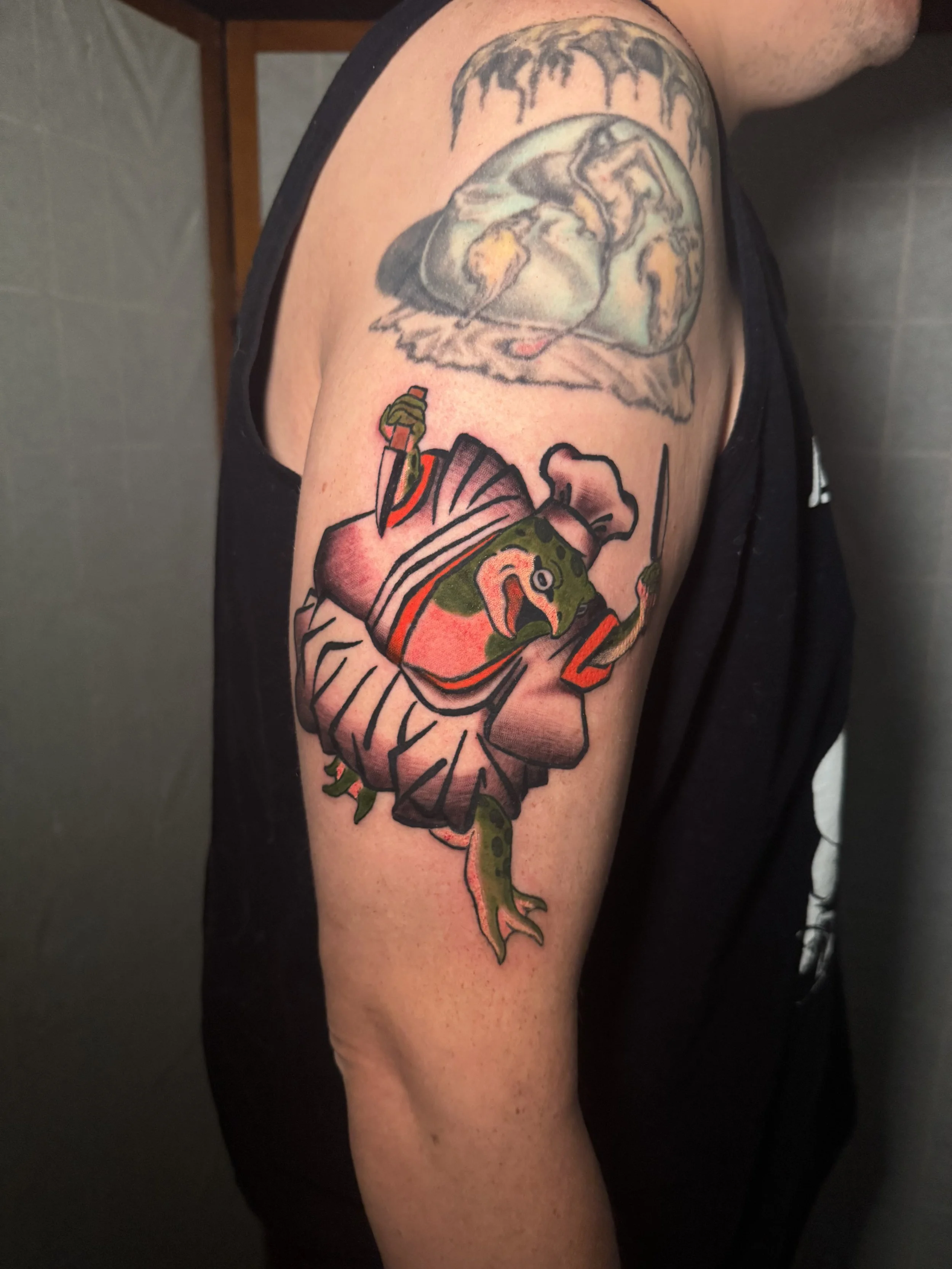 Japanese style irezumi tattoo chef Frog ukiyoe yokia