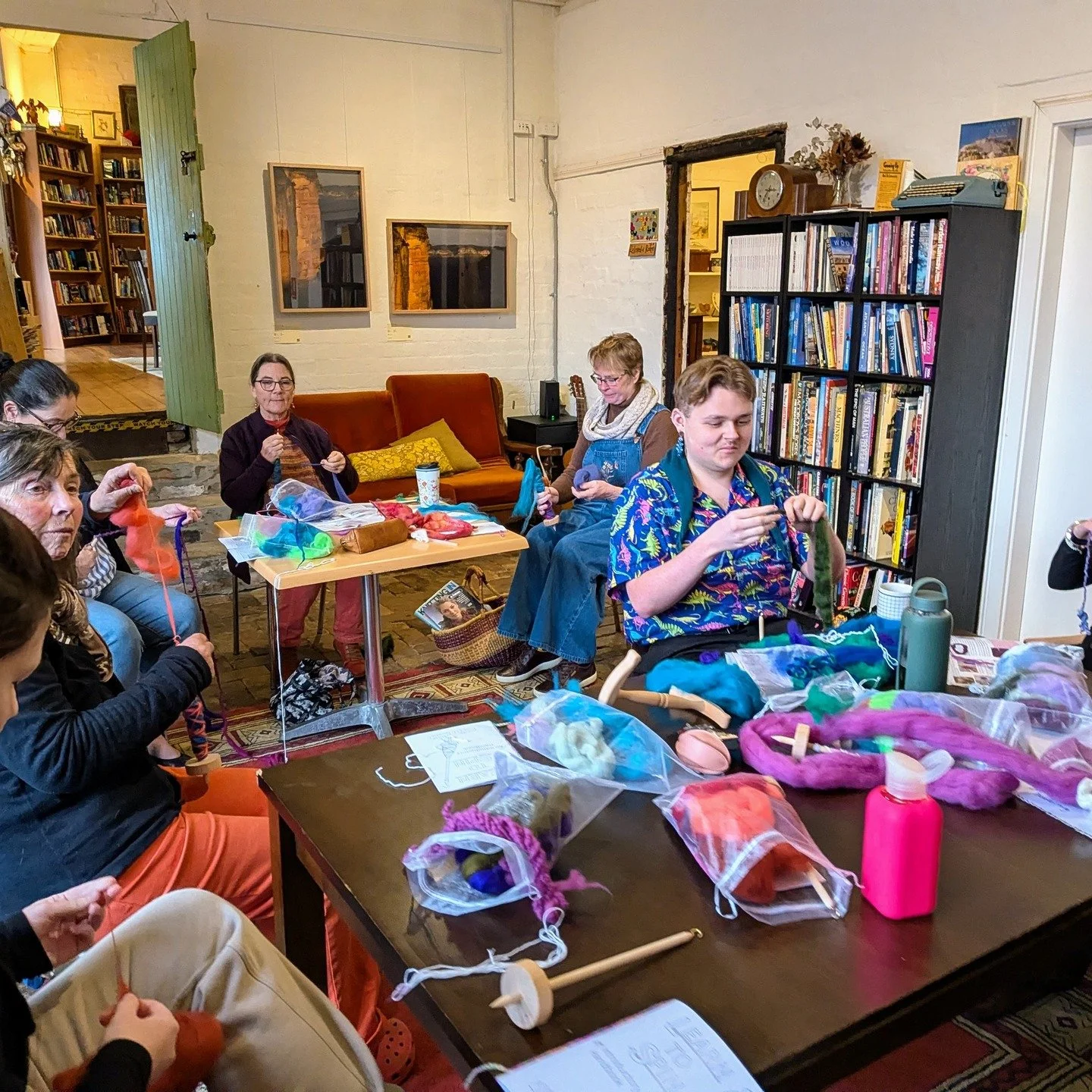 And not to be forgotten, we also have the Learn to Spin workshop, again with @roseyravelstonbooks. I love teaching this workshop so much, spinning is always my very first fibre love. But I'm terrible at getting photos of the workshops, because I get 