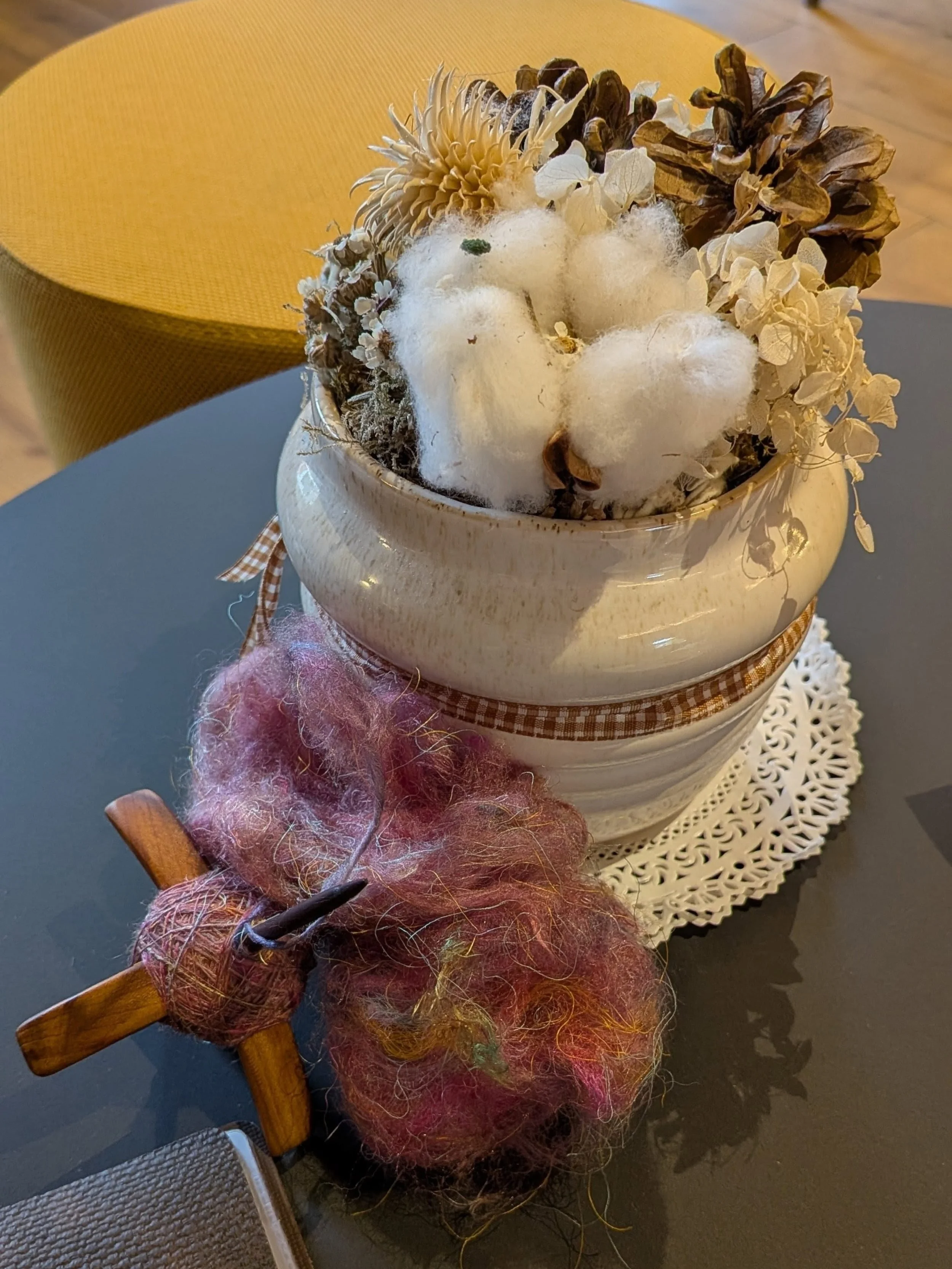 Valiantly resisting the urge to spin the table decor. In Cortina, Italy.