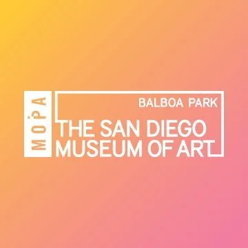 San Diego Museum of Art logo with a colorful gradient background