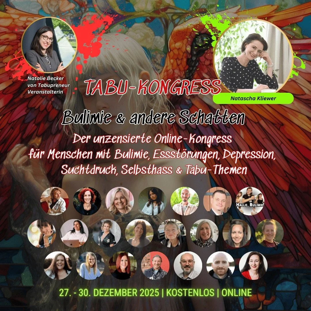 Schonmal vom TABU-KONGRESS geh&ouml;rt? Natalie von @tabupreneur hat tolle Menschen mit interessanten Biographien, Fachleute und Betroffene eingeladen, offen &uuml;ber #bulimie und andere Schatten zu sprechen. Ich bin als #speakerin dabei und allein 