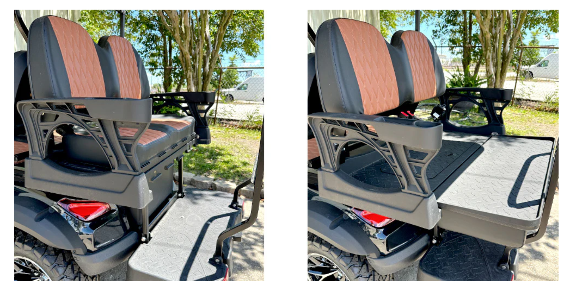 mmc golf cart Fold down rear seats with storage compartment