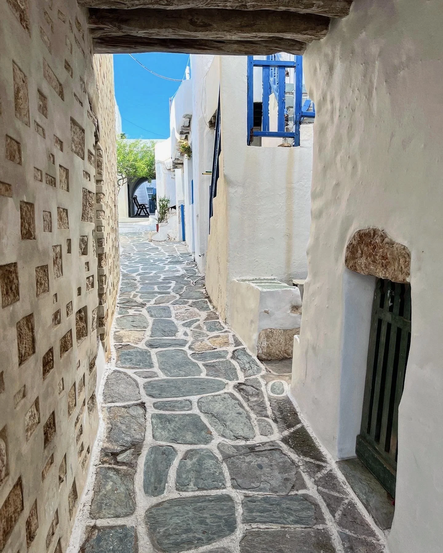 A traditional street in the Chora village of Folegradros island, in the Cyclades islands of Greece