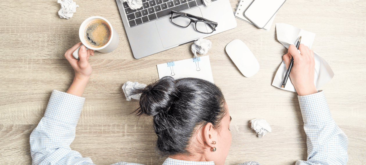 Overworked and tired small business owner