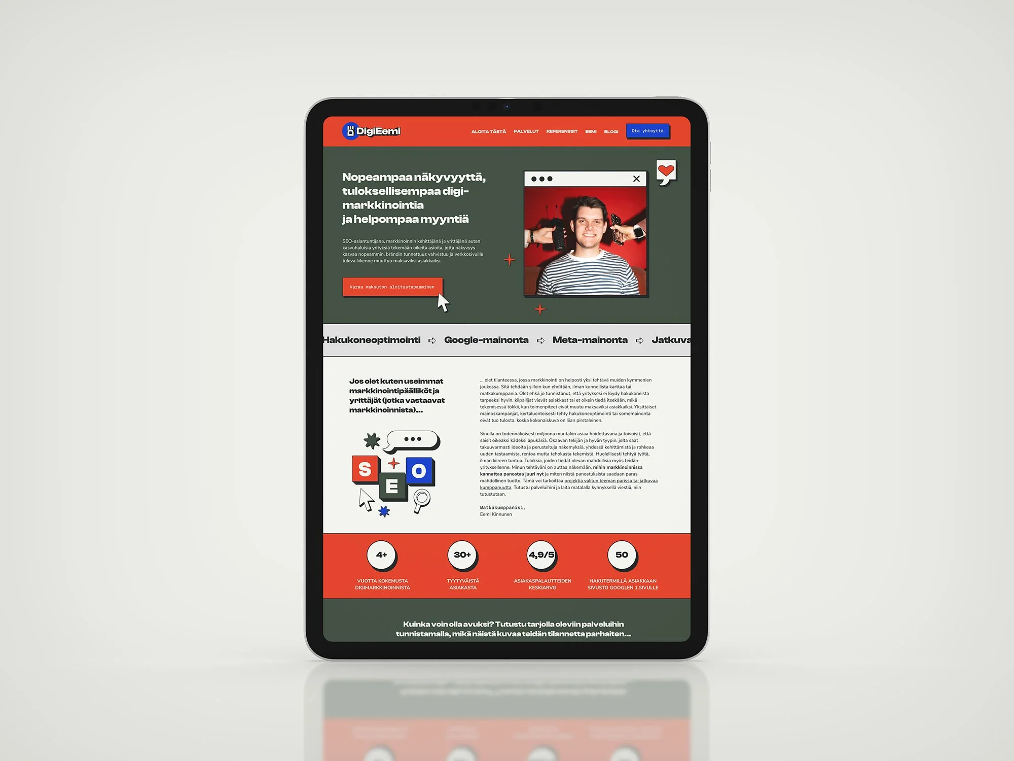 DigiEemin nettisivut: Etusivun visuaalinen suunnittelu