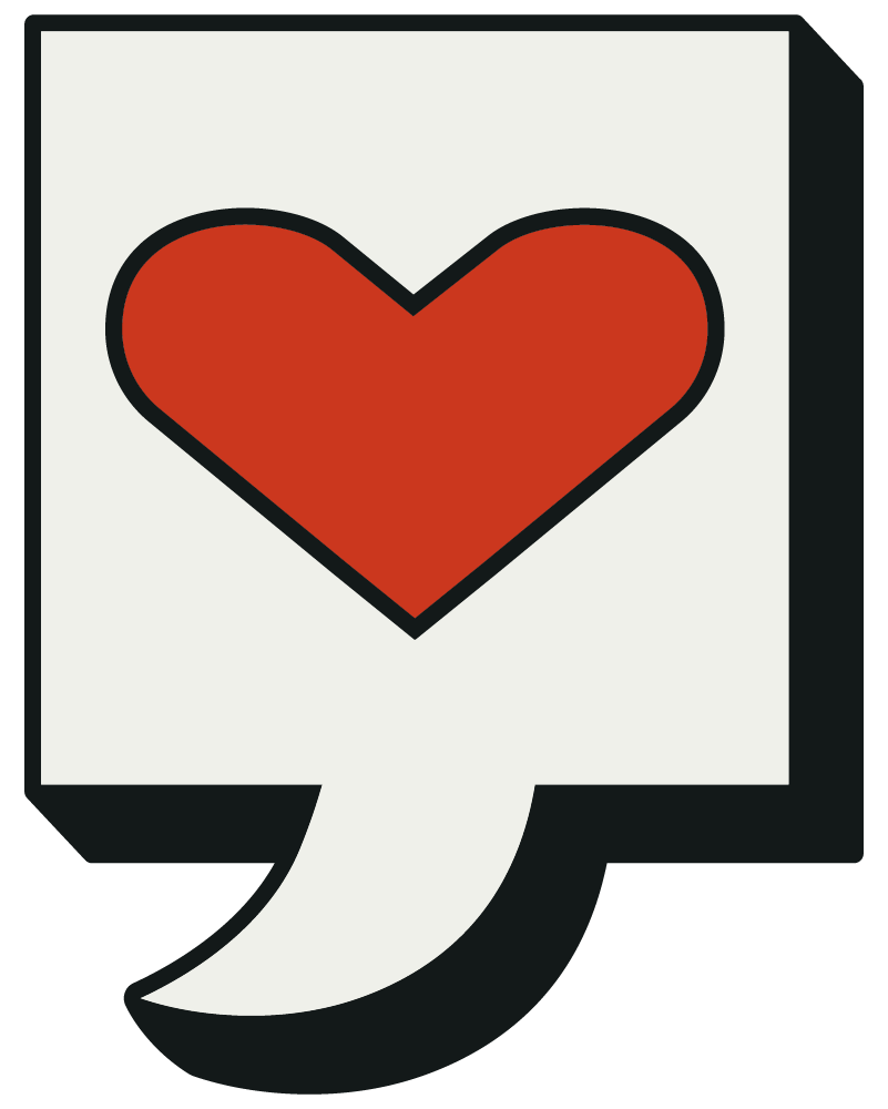 Kuvitukset, digisymboli: viestiboksi ja sydän