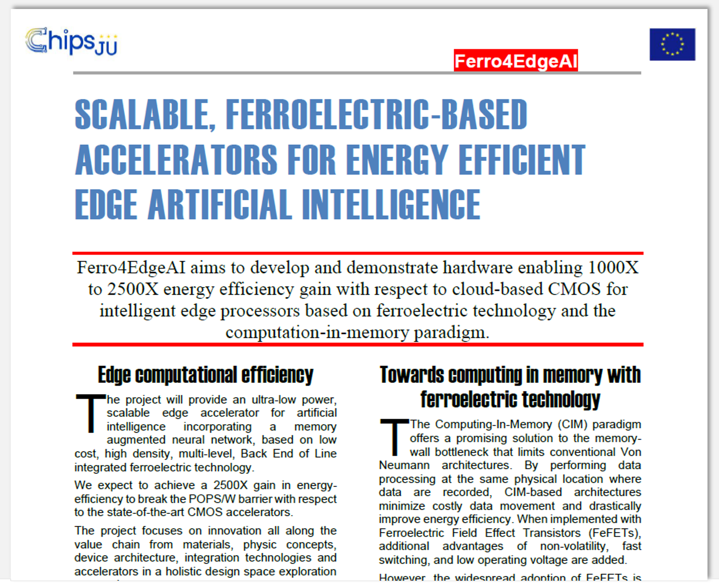 Ferro4EdgeAI publishes its first project newsletter