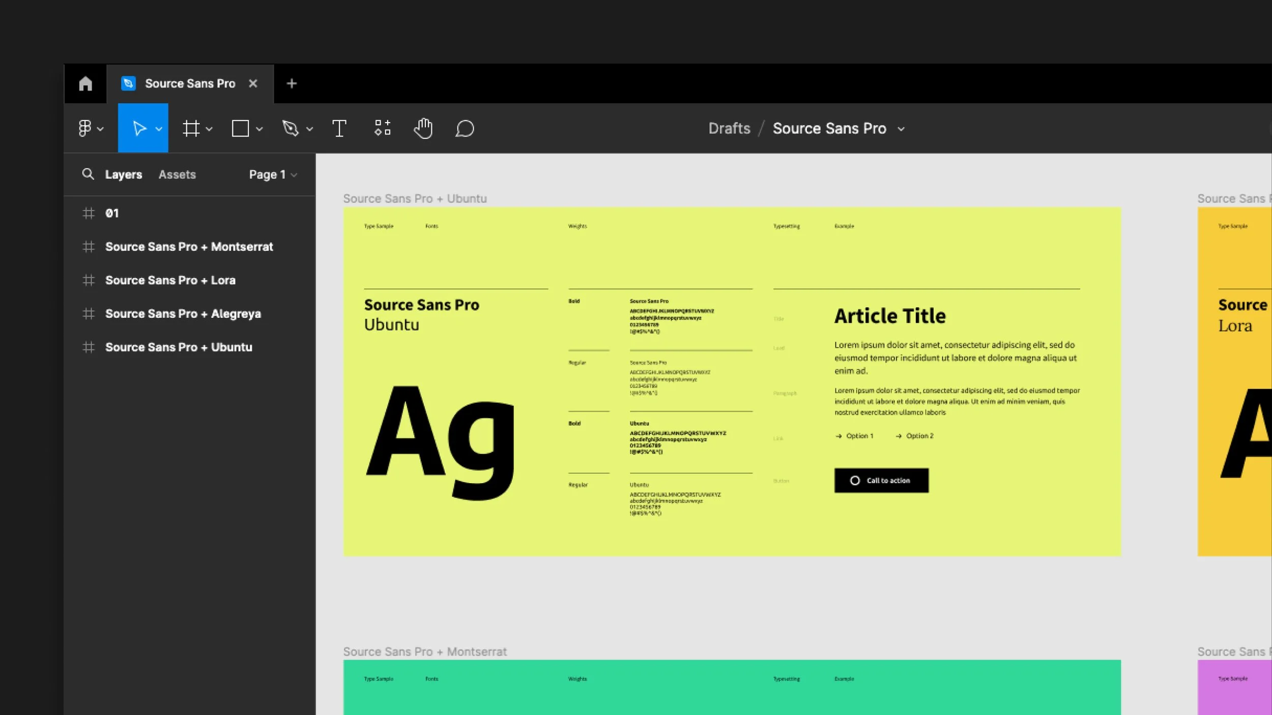 Close-up Figma software showing a typography screen.
