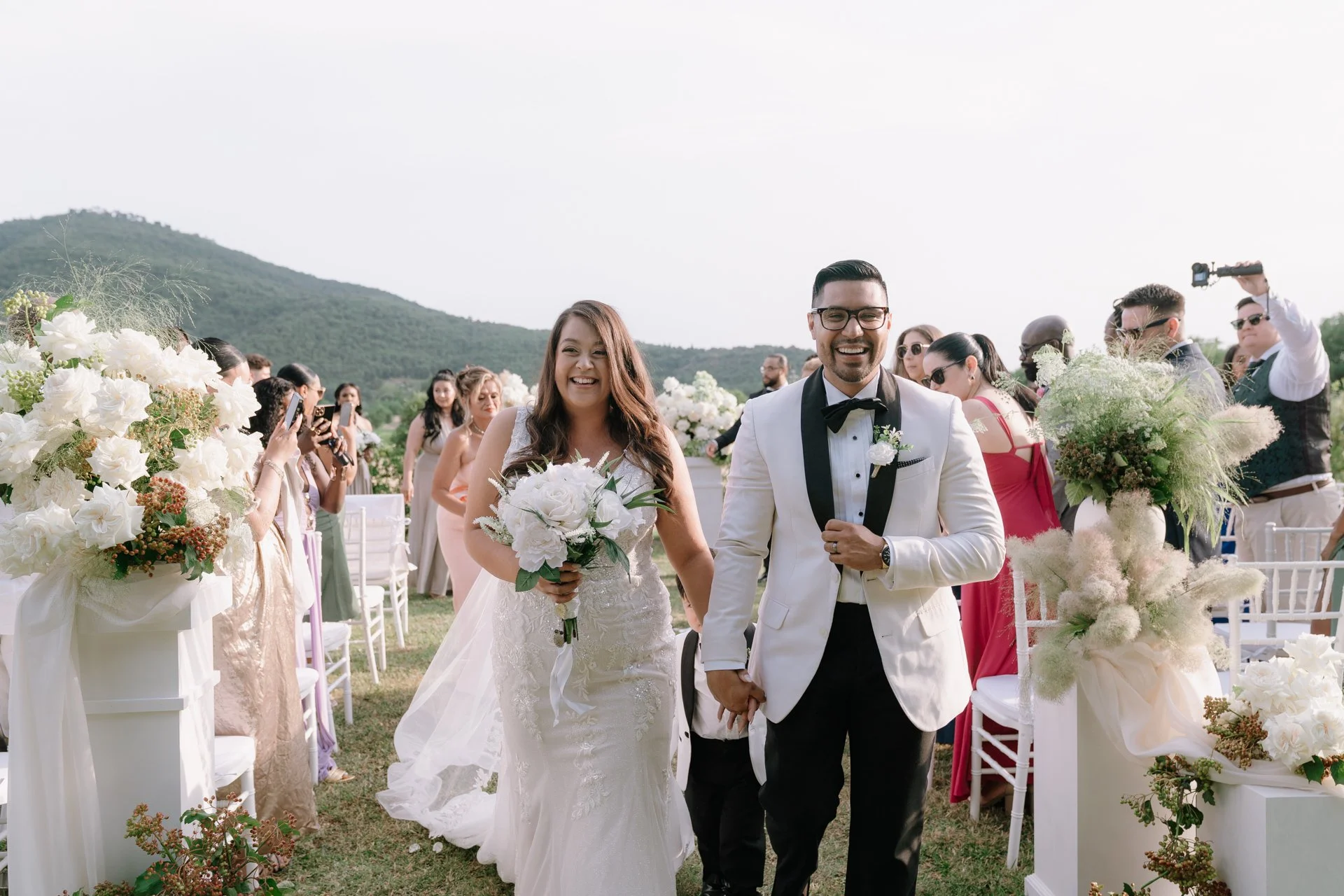 After ceremony, bride and groom, wedding photographer in Tuscany