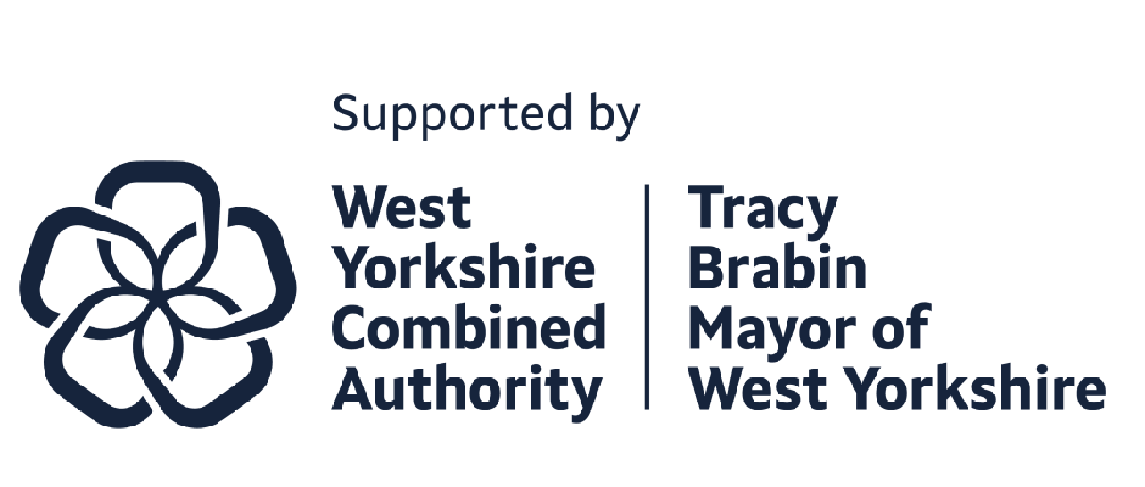 West Yorkshire Combined Authority logo with a blue stylized flower icon and text indicating support from Tracy Brabin, Mayor of West Yorkshire.