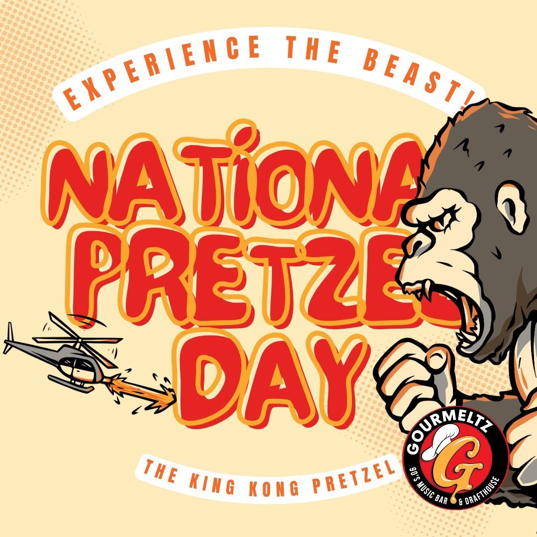 🥨 Happy National Pretzel Day! 🎉 There's no better way to celebrate than with a Gourmeltz classic &ndash; the King Kong Pretzel. This massive masterpiece is hand-made and perfect for dipping with our cheese sauce or honey mustard. It's not just a pr