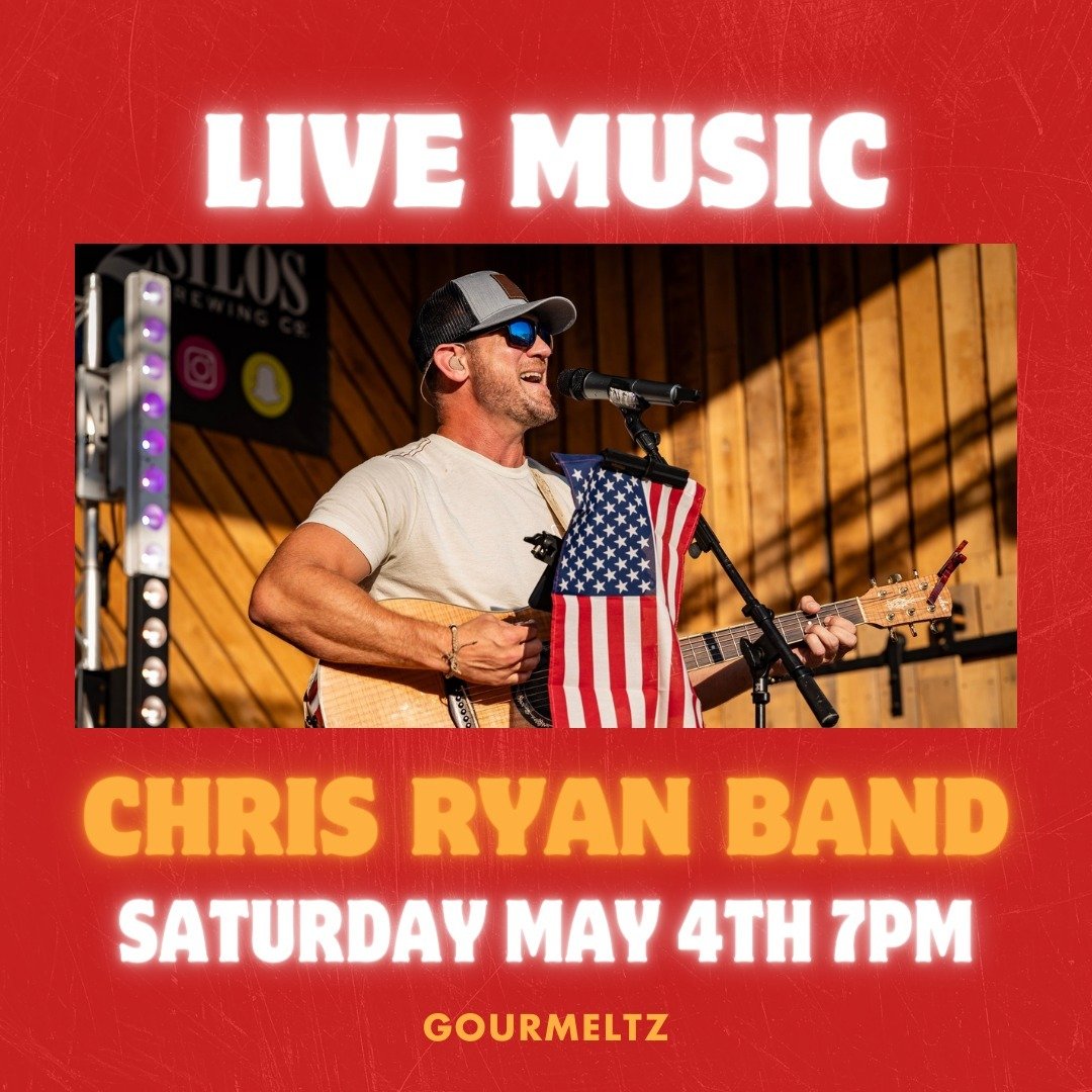🎶🌟 This Saturday night, get ready for an electrifying performance by the Chris Ryan Band at Gourmeltz!

Known for their acoustic sets, CBR will be lighting up our outdoor stage and bringing the weekend vibes. 

Music starts at 7 PM &ndash; don't mi