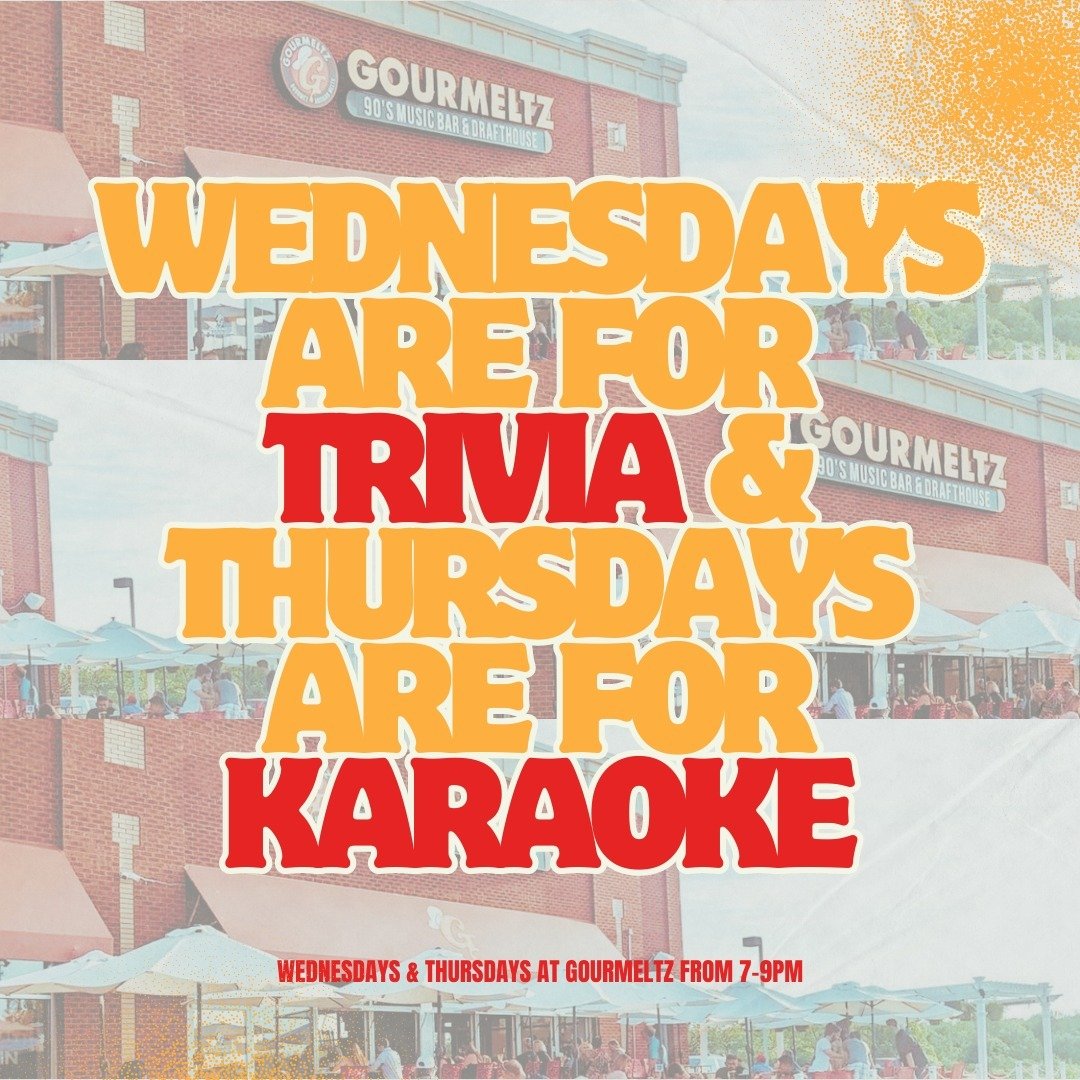 🧠🎤 Spice up your midweek with the ultimate entertainment lineup at Gourmeltz, all hosted by the one and only DJ Tony B!

🧠 Wednesday Nights: Trivia Night
Test your wits and team up with friends for Trivia Night every Wednesday at 7 PM. It's your c