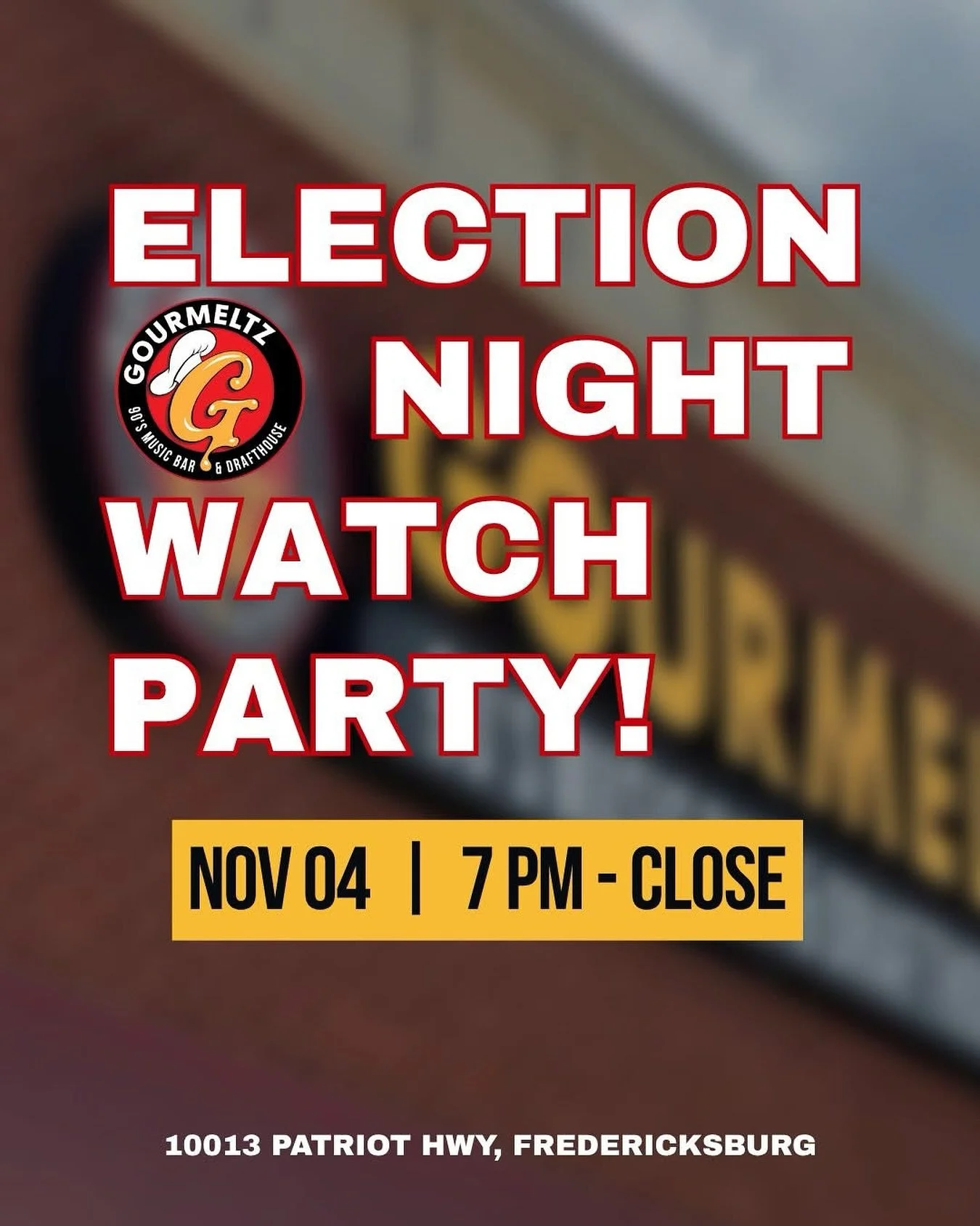When the polls close tonight, the party starts &mdash; and it&rsquo;s Taco Tuesday! 🌮🇺🇸

Join us for an Election Night Watch Party with live results, $2 off grilled cheese tacos, and $5 margaritas all night long!

🗳 Live election coverage
🎶 Grea