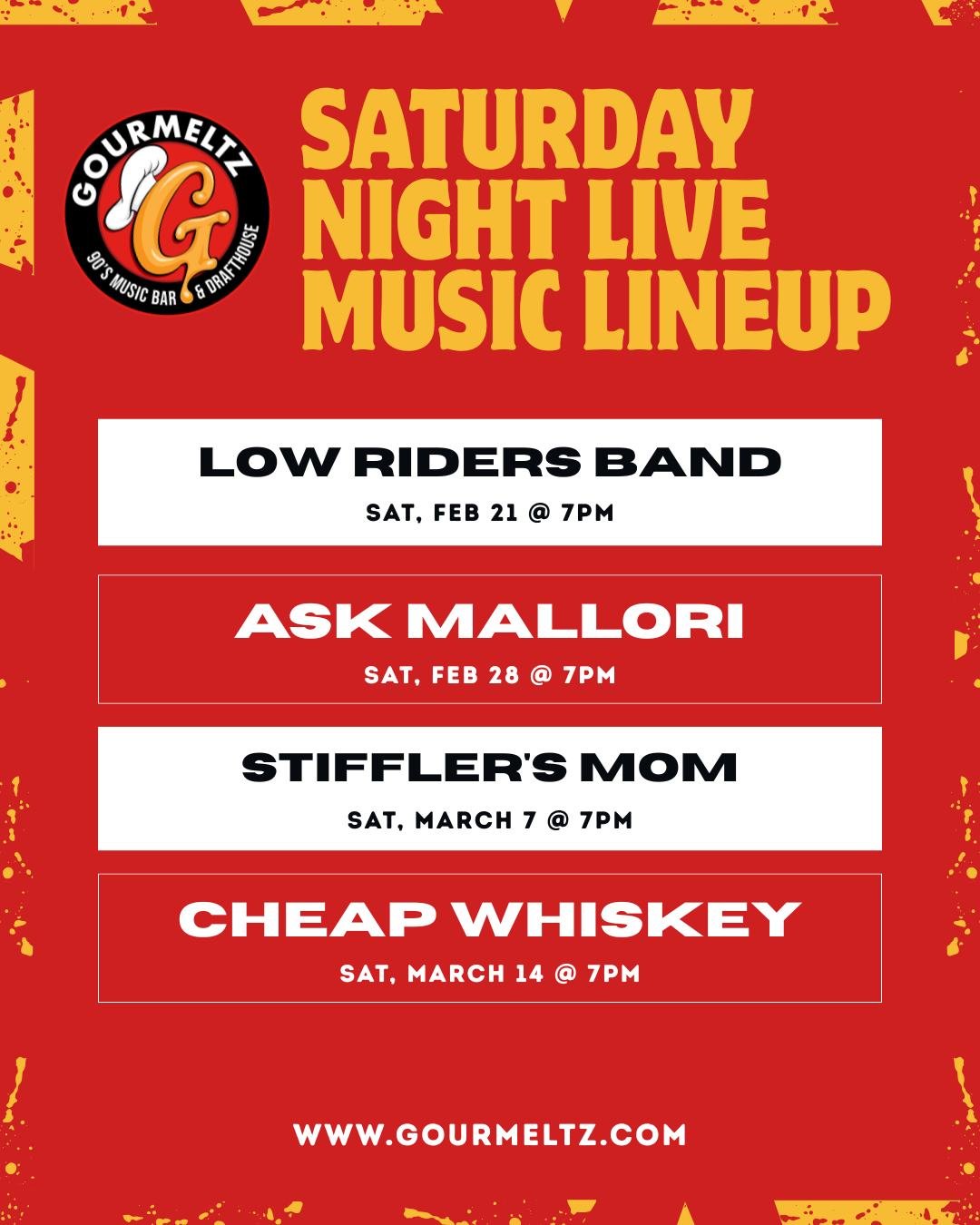 Saturday nights were made for live music 🎶 See you at Gourmeltz!