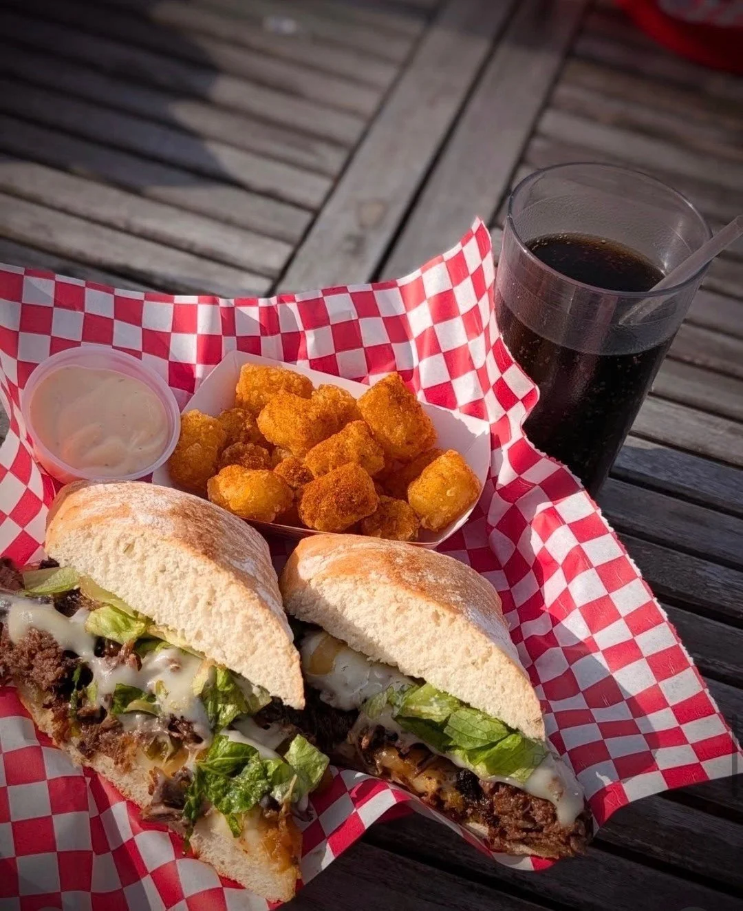 Sunny days + melty cheesesteaks on the patio = perfection ☀️🧀

Our patio is open and ready for you! Grab a friend, enjoy the fresh air, and dig into these loaded cheesesteaks with crispy tots on the side.

Come soak up the good weather and even bett