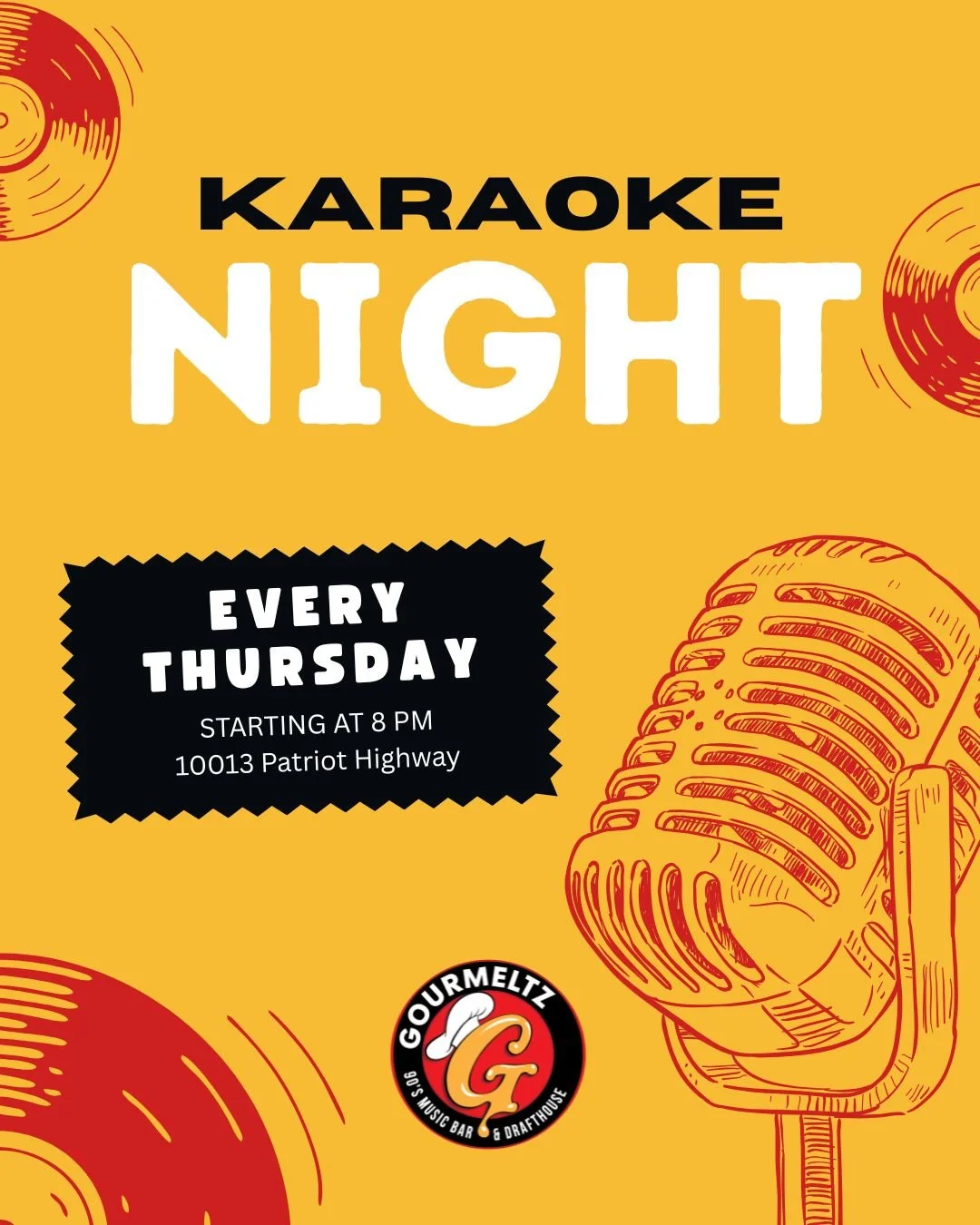 You've been humming that song all week. It's a sign. 🎤 Karaoke Night at Gourmeltz is EVERY Thursday at 8PM. Come belt it out &mdash; we promise the crowd is friendly and the drinks are cold. 🍻

#KaraokeNight #NoJudgementZone #Gourmeltz #Fredericksb