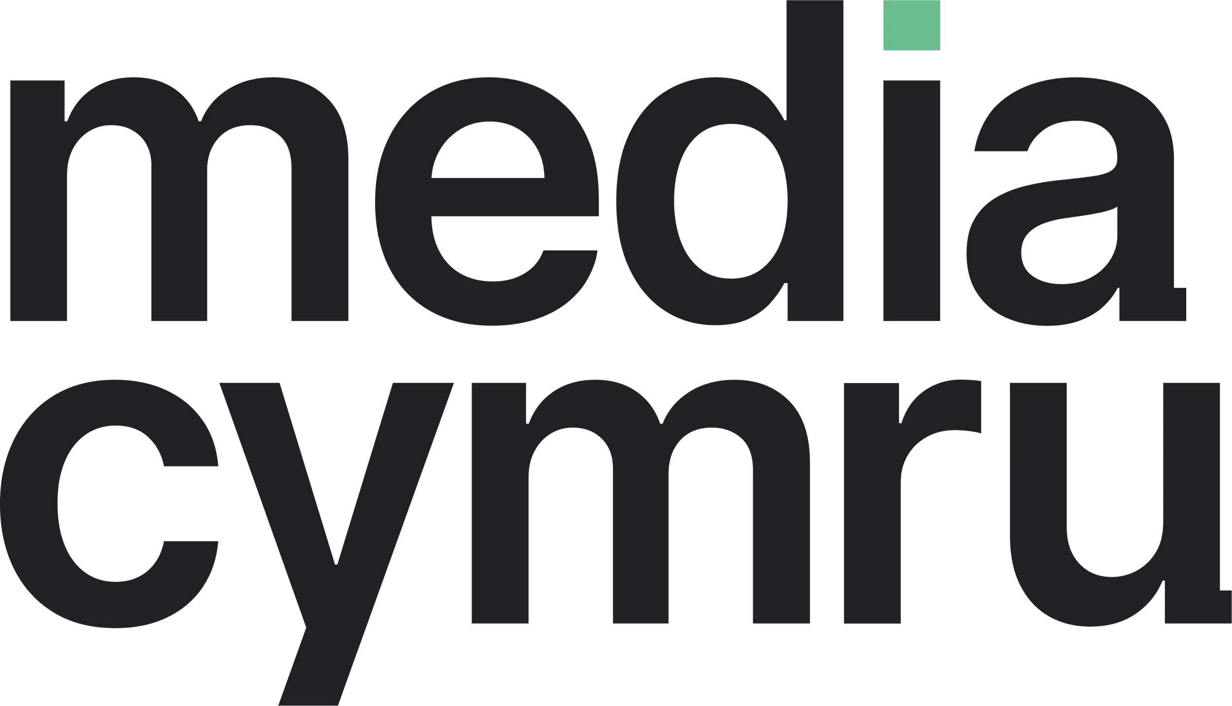 Partial view of the text 'media everything' with black, gray, and green colors.