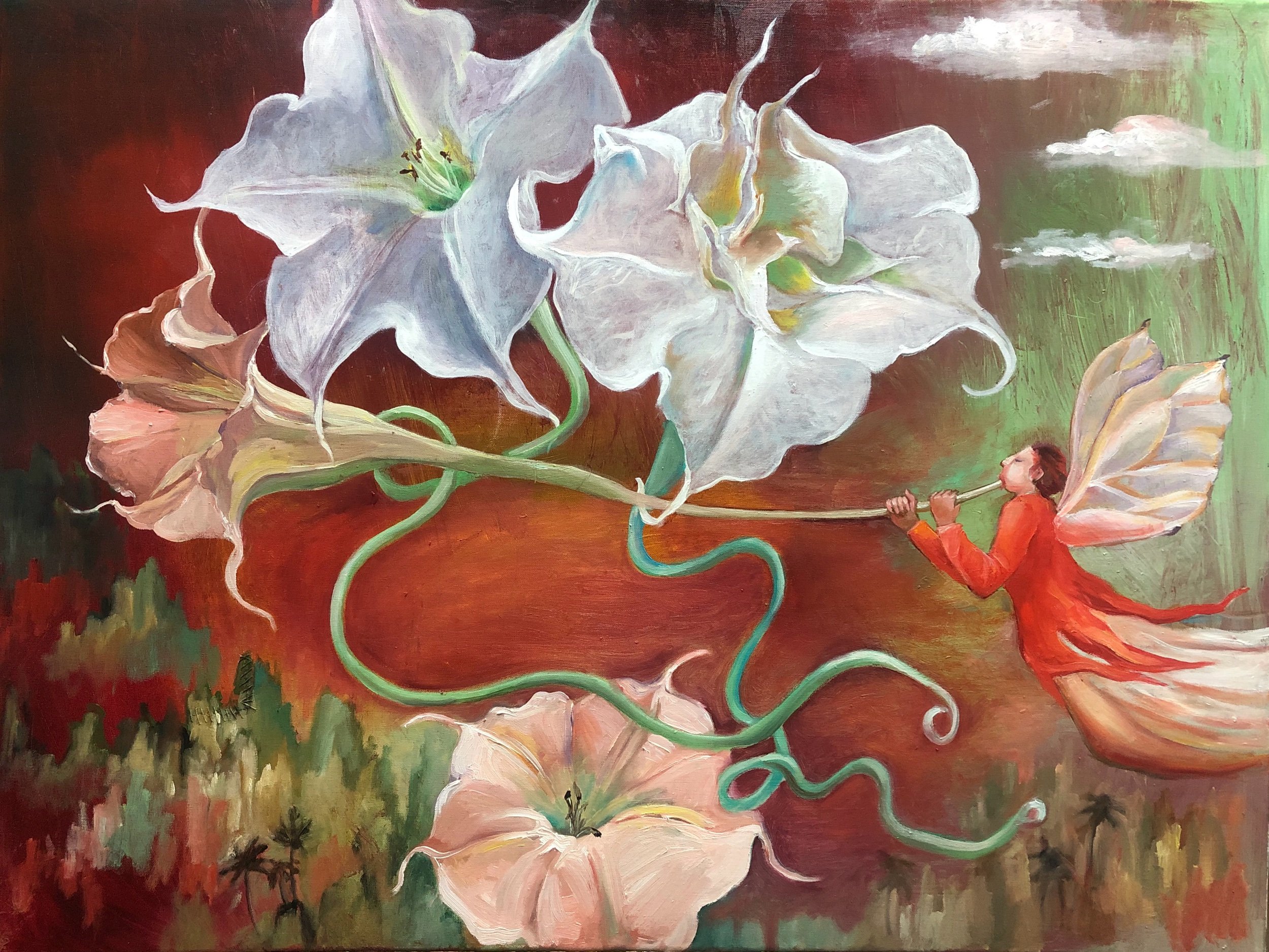 Angel’s Trumpet/80 x 60 cm/Oil on Canvas/ 2020