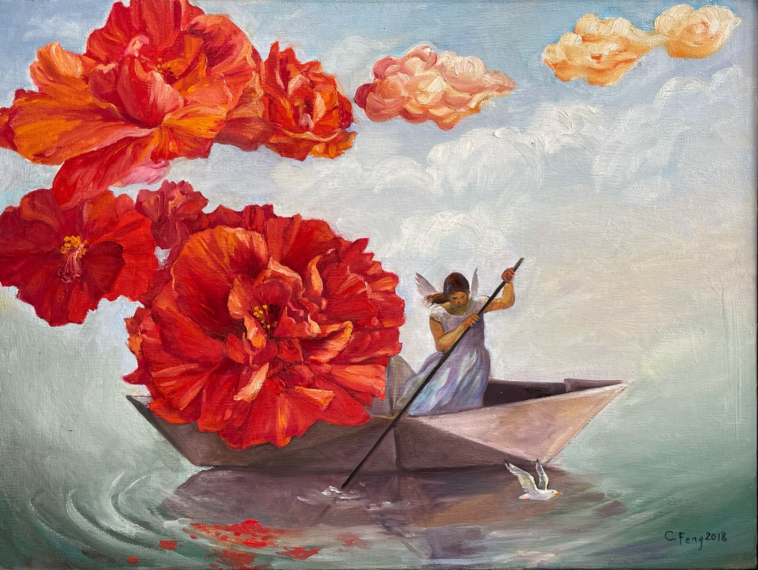 Rowing to the Beyond/80x60cm/oil on canvas/2022