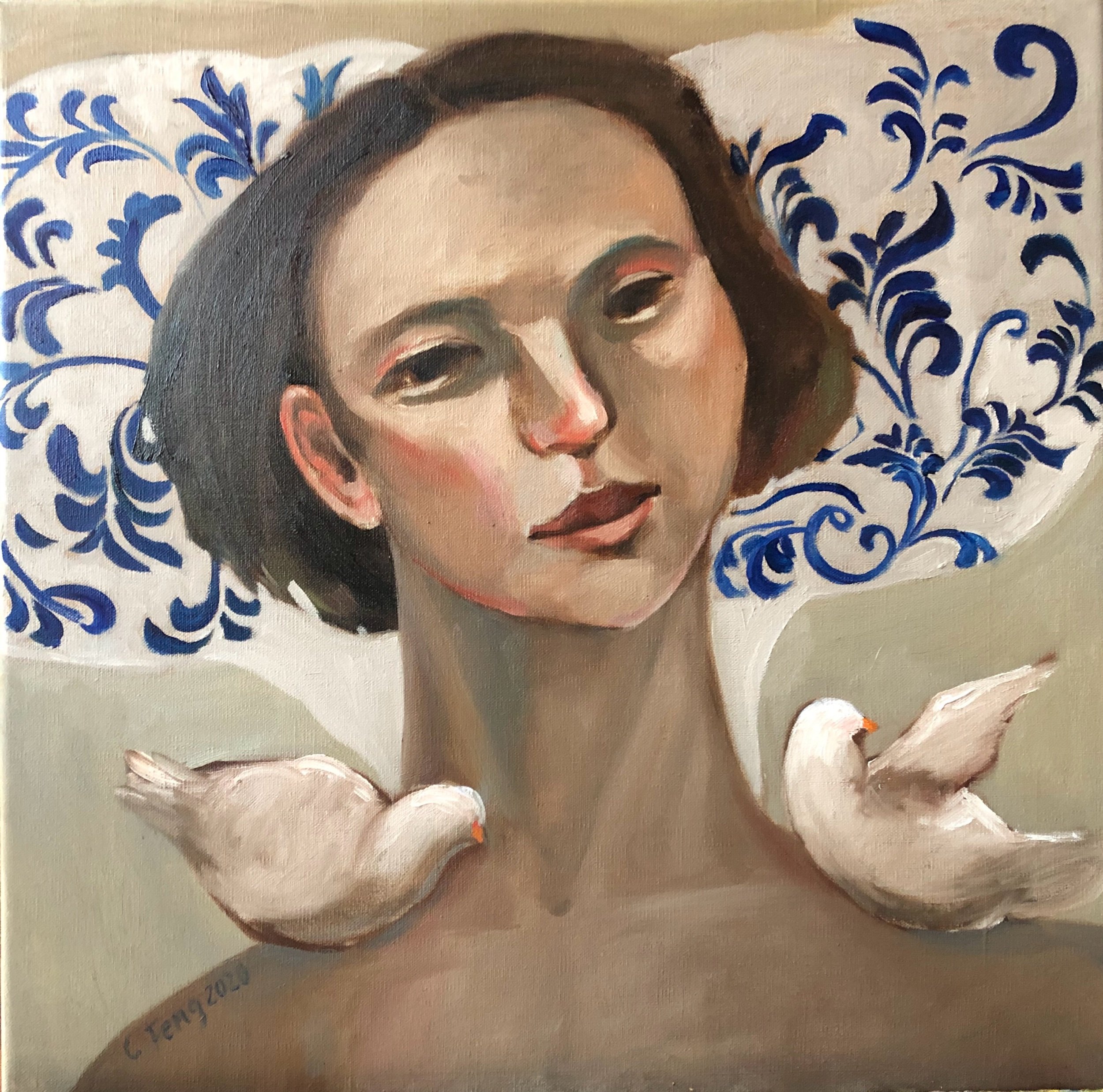 Pigeons2/40x40cm/oil on canvas/2020