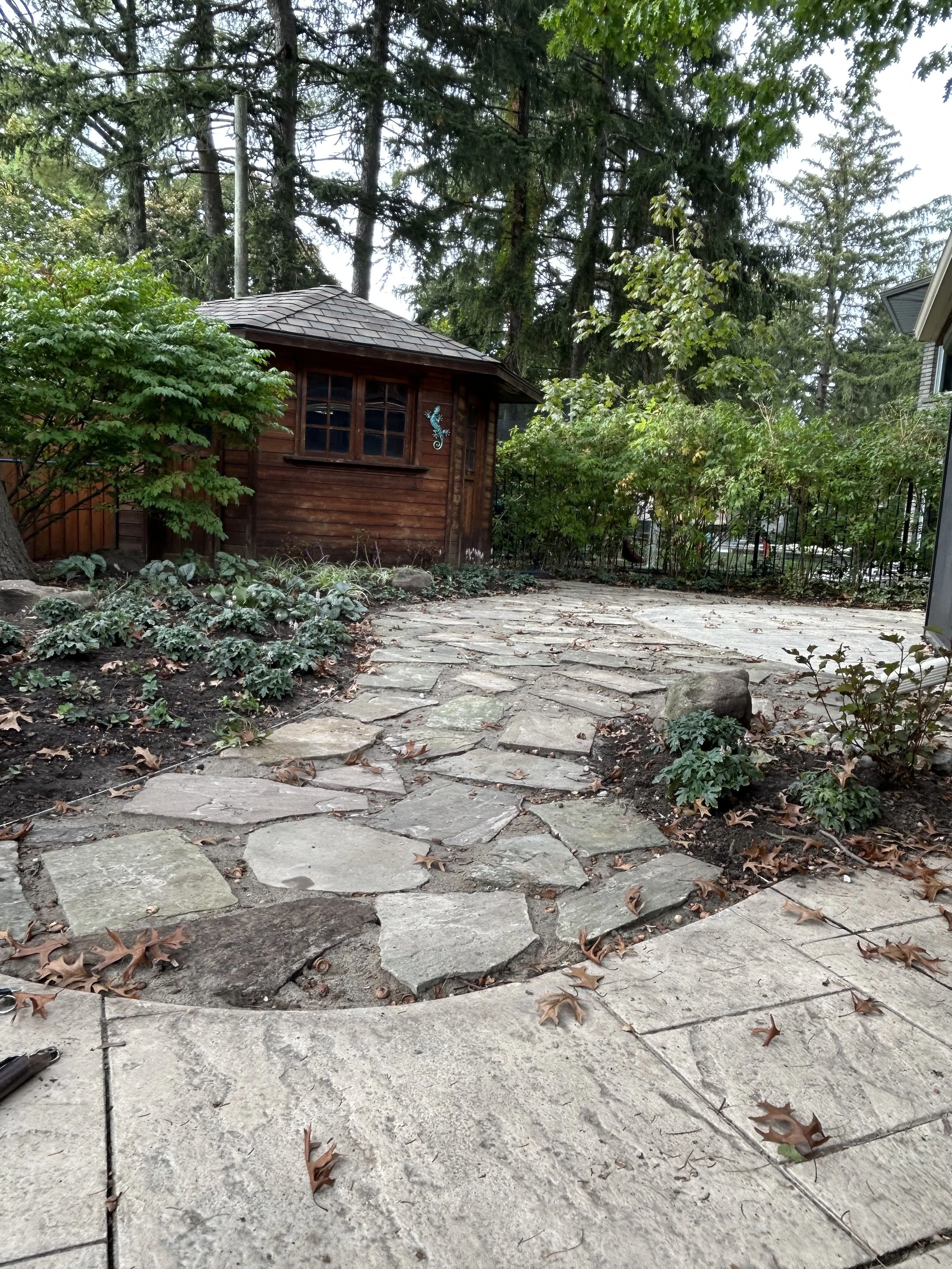 This landscaping project in Etobicoke, Toronto is a Woodland Cottage landscape design and was reimagined by Master in the woodland-cottage-theme-landscape-design-toronto-master-in-the-field-landscape-design-stephanie-leblanc-landscape-designer-client