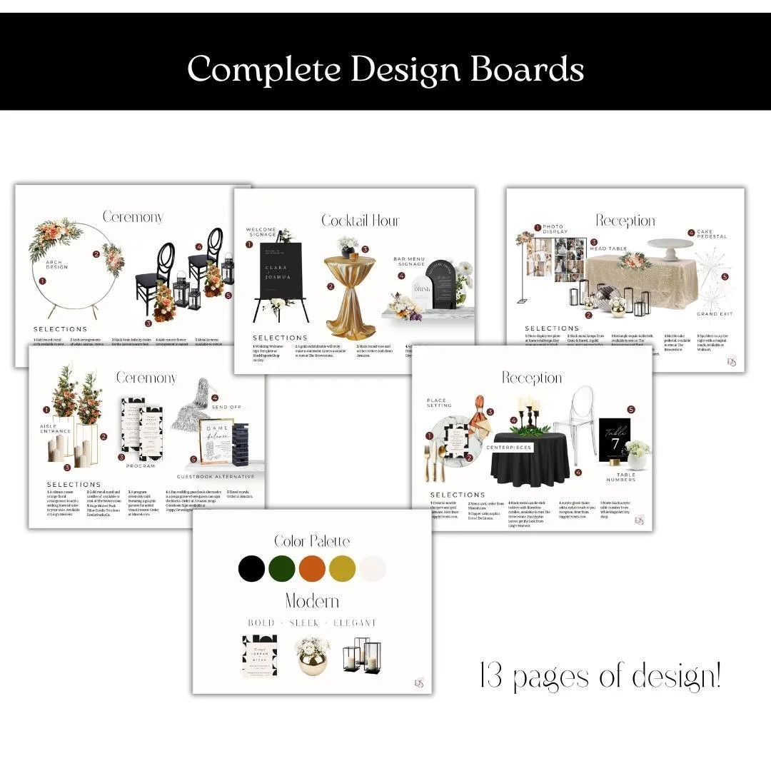 Our Featured Design of the week is our Modern Wedding eDesign!
The simplicity of the design along with the pops of bold statement pieces has this high on the top of our list of favorites. 
Each design comes with a full shopping list so you can