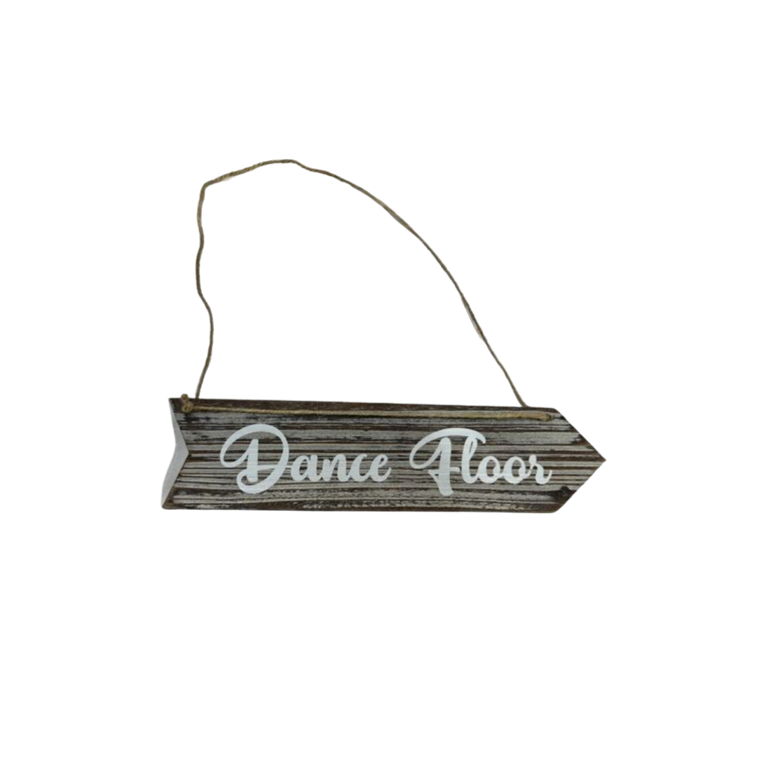"Dance Floor" Two-Sided Wooden Arrow Hanging Sign
